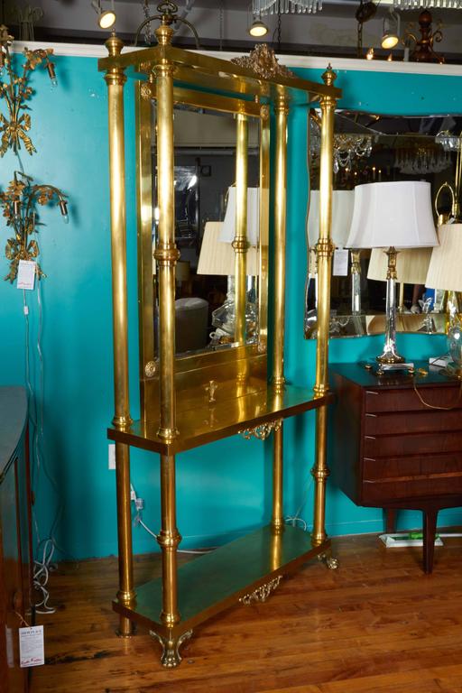 Victorian Brass Hall Tree with Mirror at 1stDibs