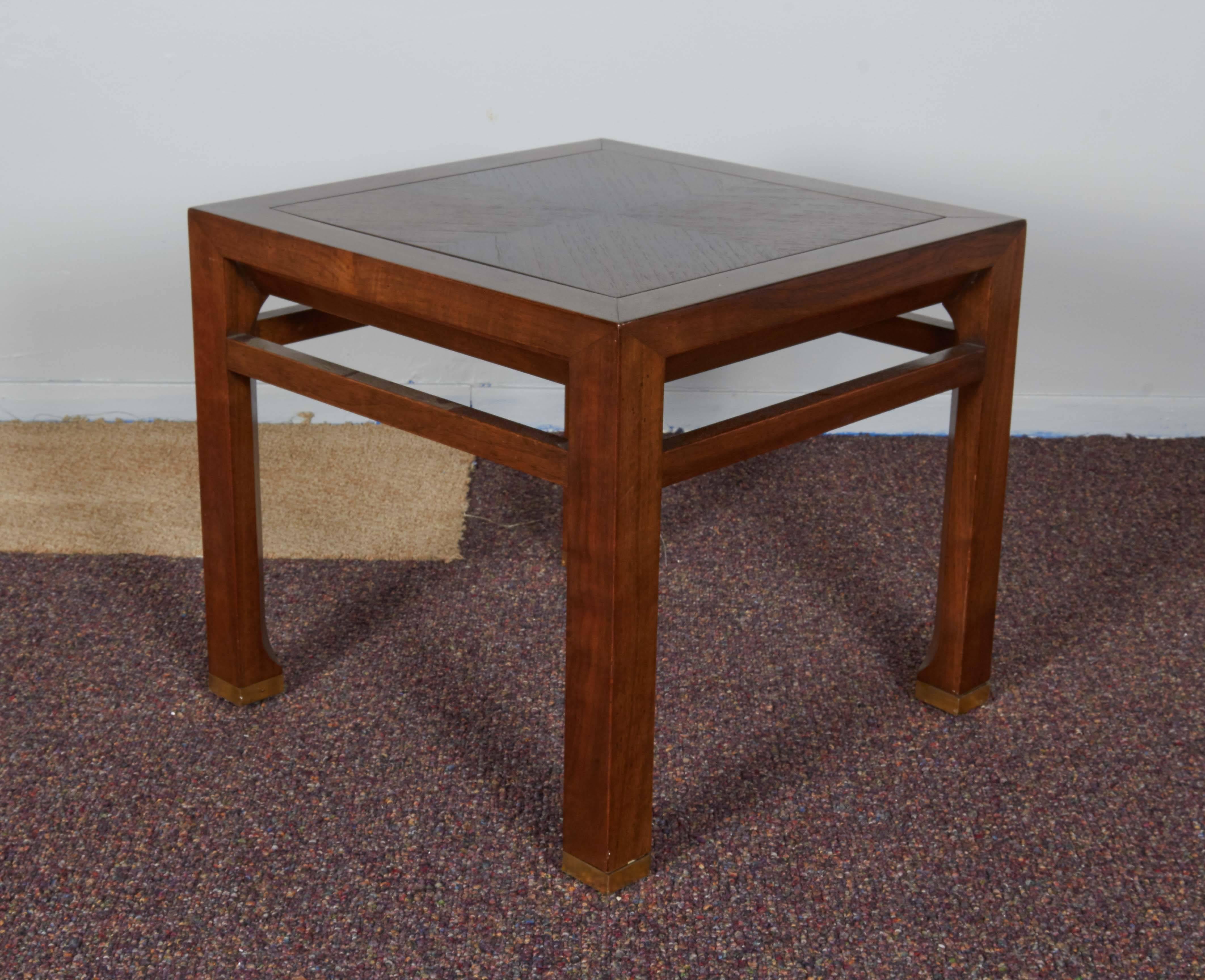 Mid-Century Modern Baker Furniture Side Table with Bookmatched Top