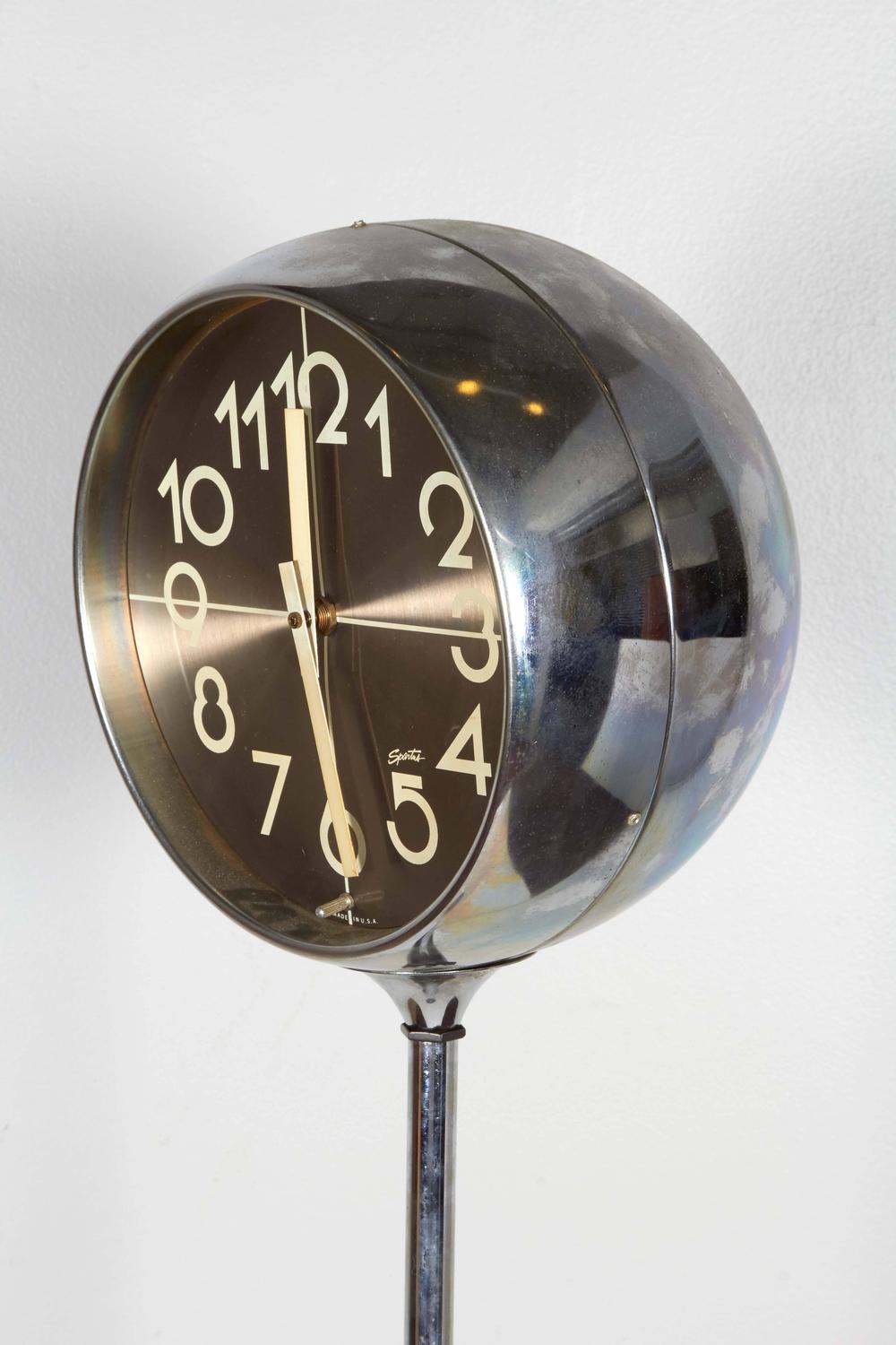 Spartus Chrome Standing Floor Clock For Sale at 1stdibs