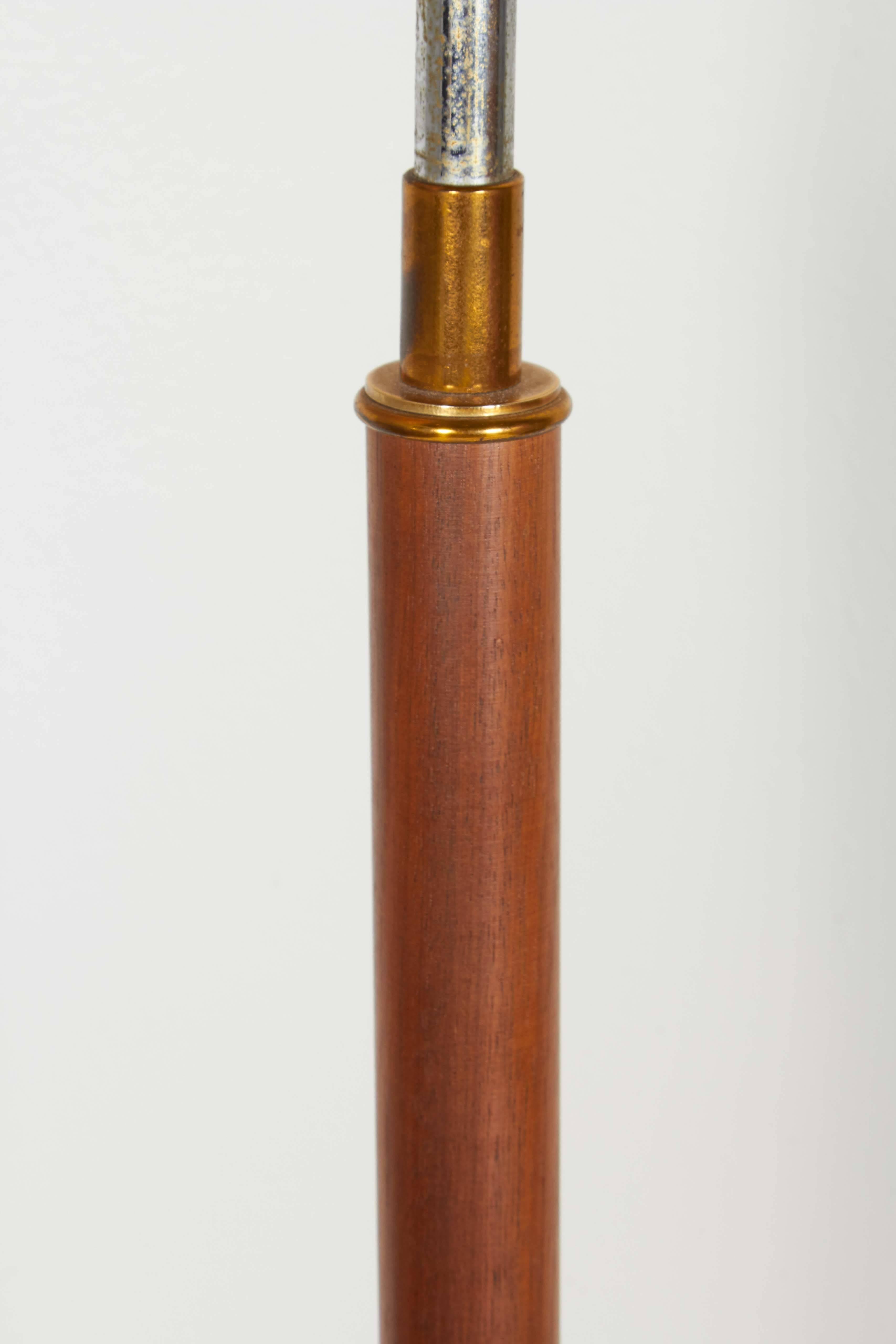 Brass Adjustable Lantern Floor Lamp with Wood Base