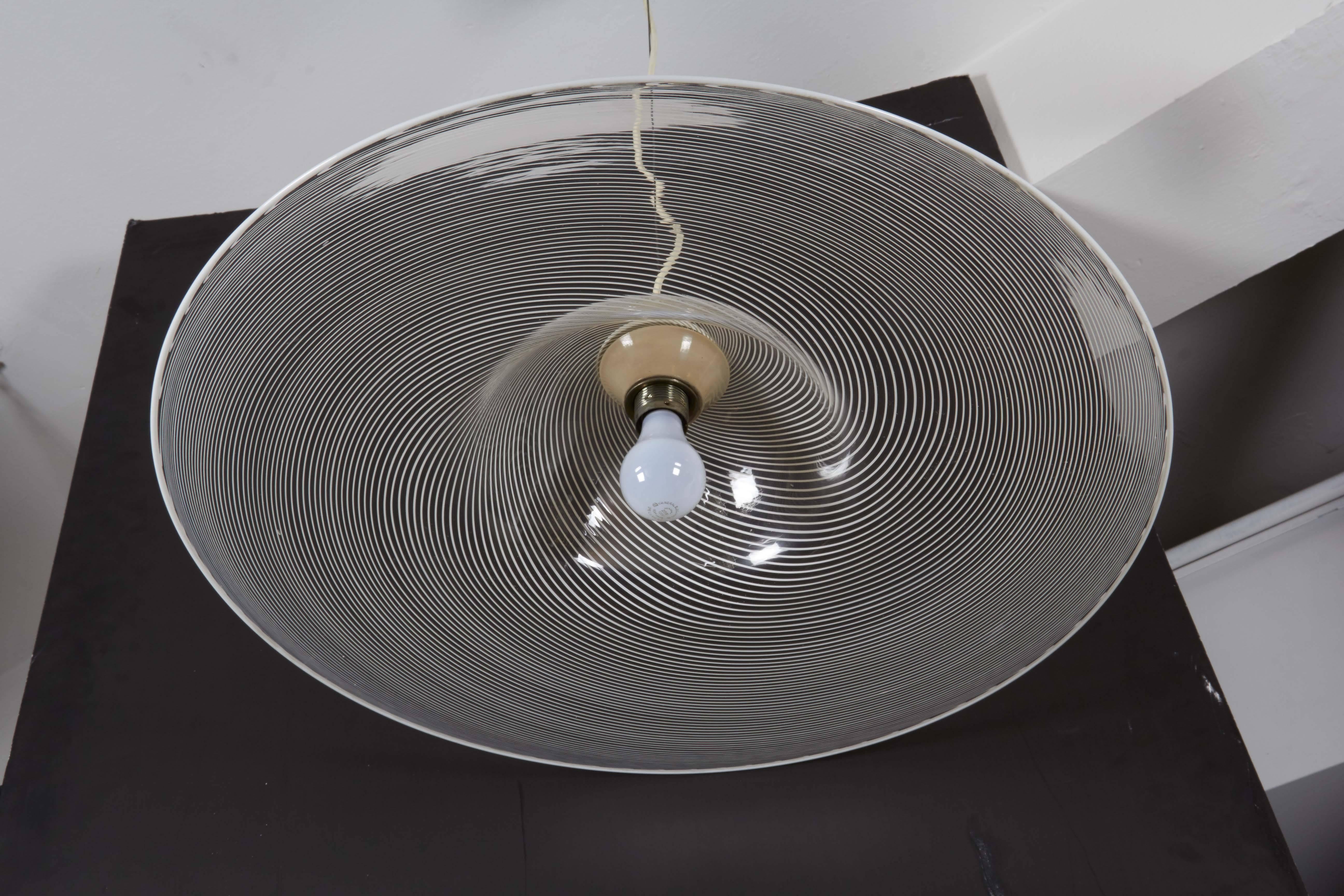Metal Vetri Style Swirled Murano Glass Saucer Pendant