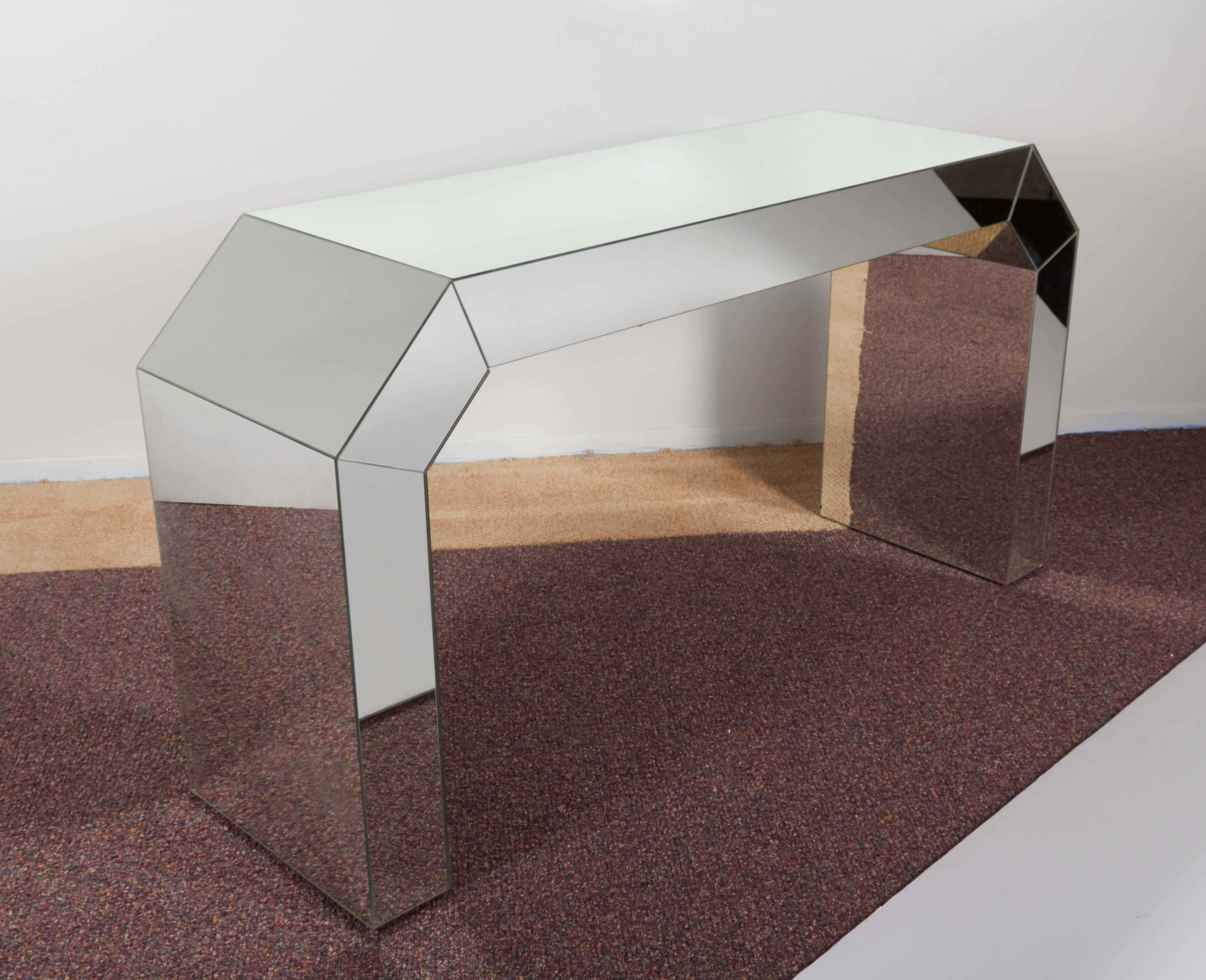 Modern Mirrored Waterfall Console Table