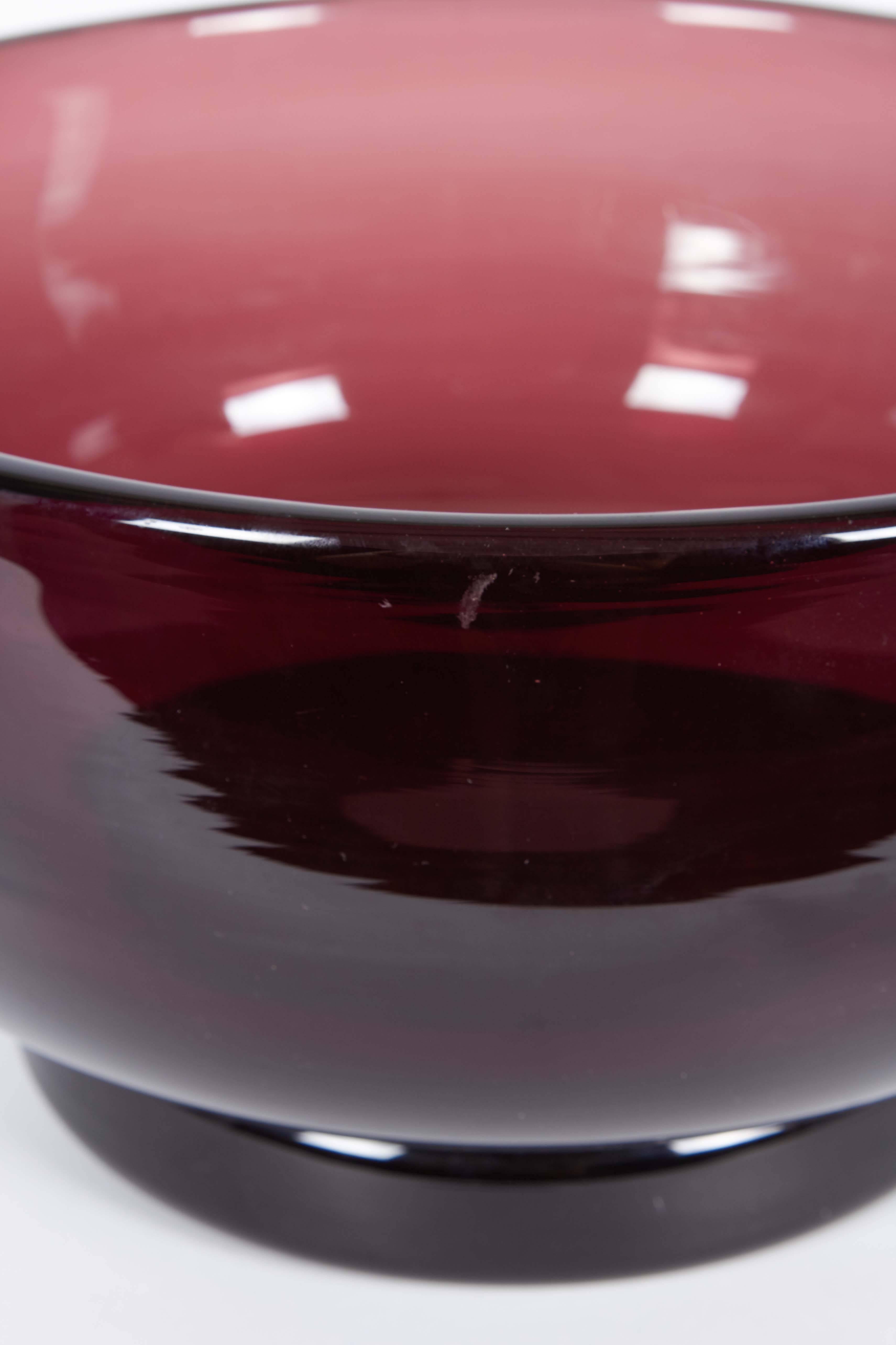 20th Century Large Aubergine Glass Bowl