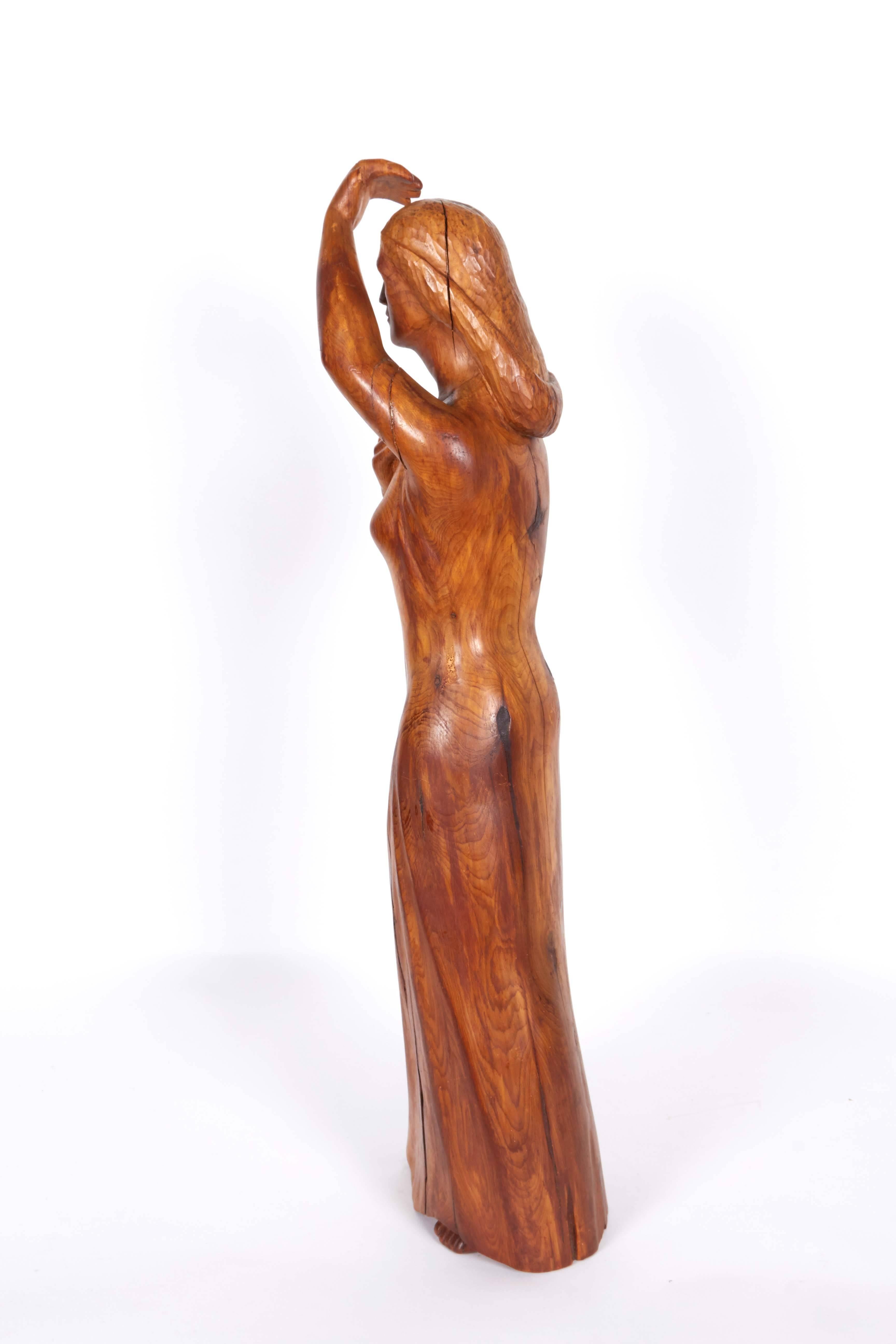 Hand-Carved Wood Sculpture of Woman 2