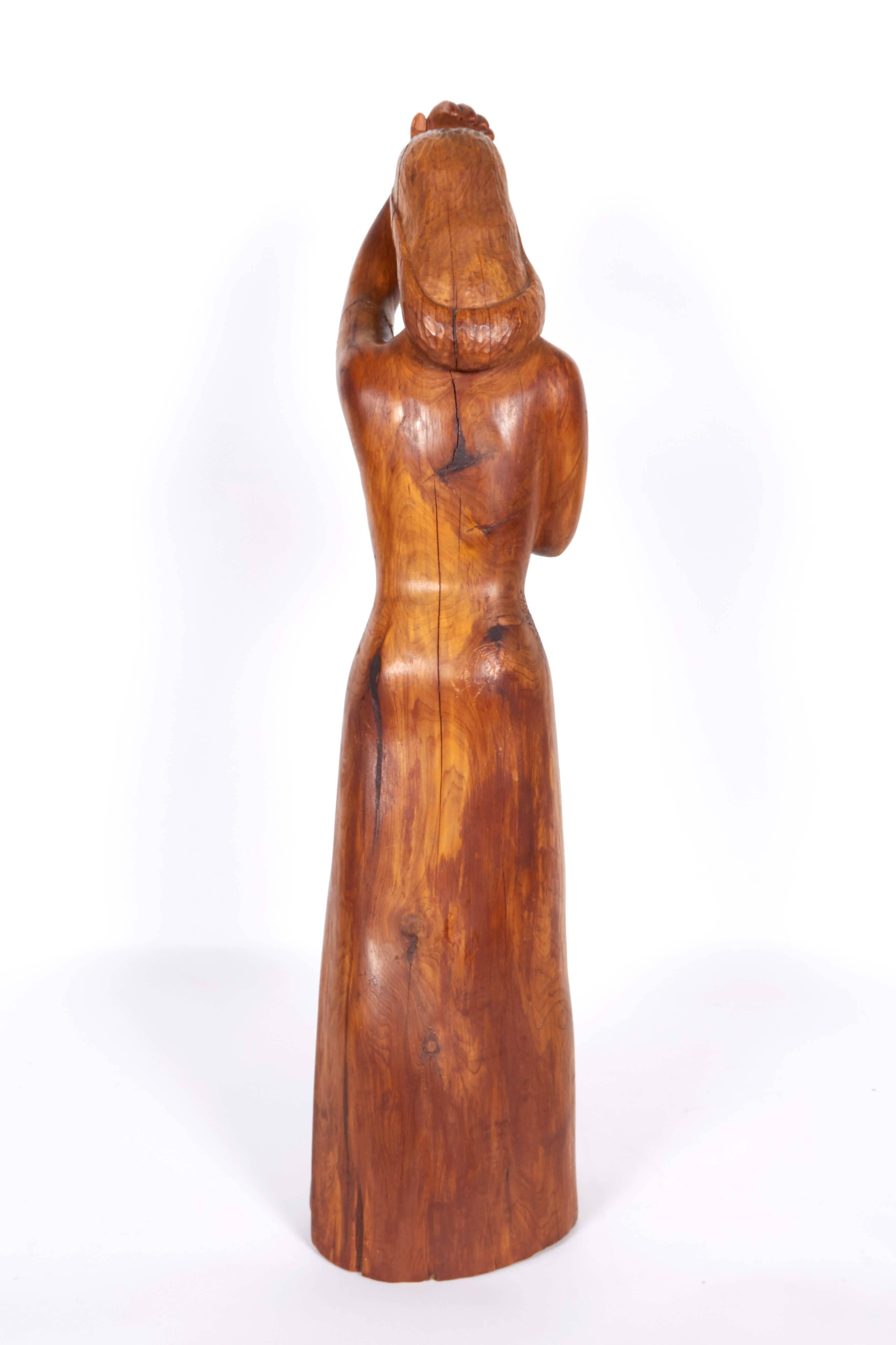Hand-Carved Wood Sculpture of Woman 4
