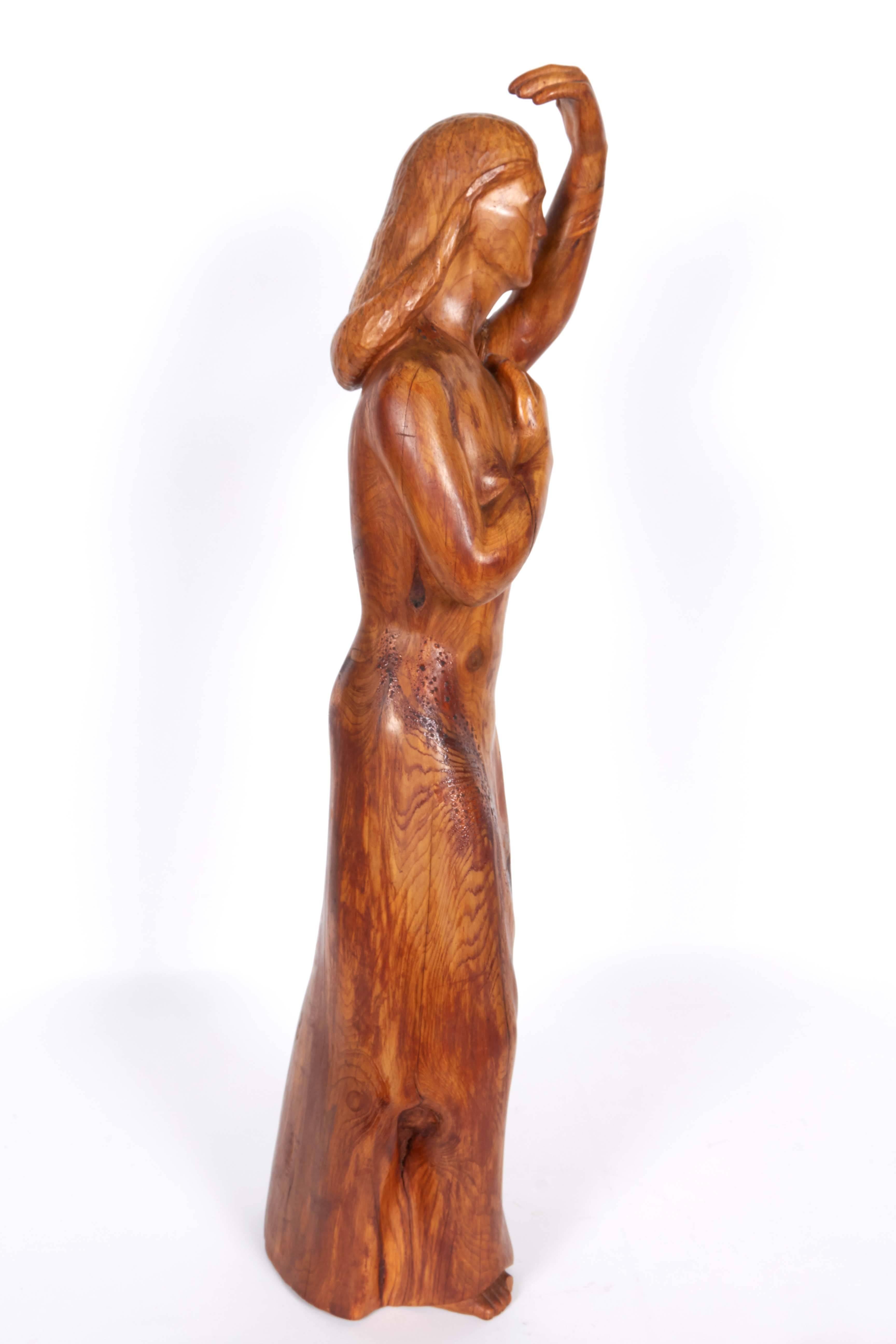 Hand-Carved Wood Sculpture of Woman 5