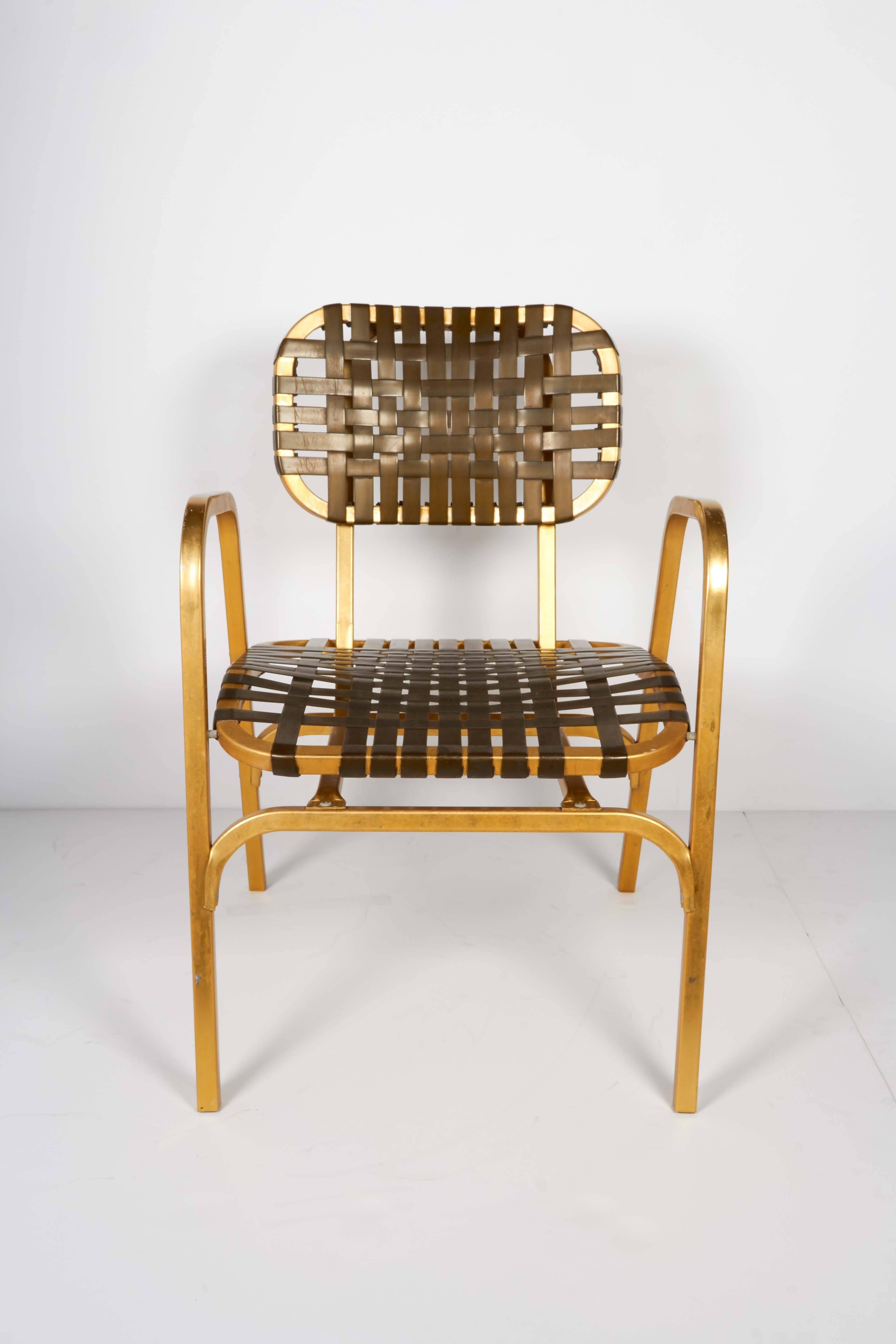Bronzed Pair of 1950's Mid-Century Modern Leisure Garden or Patio Chairs