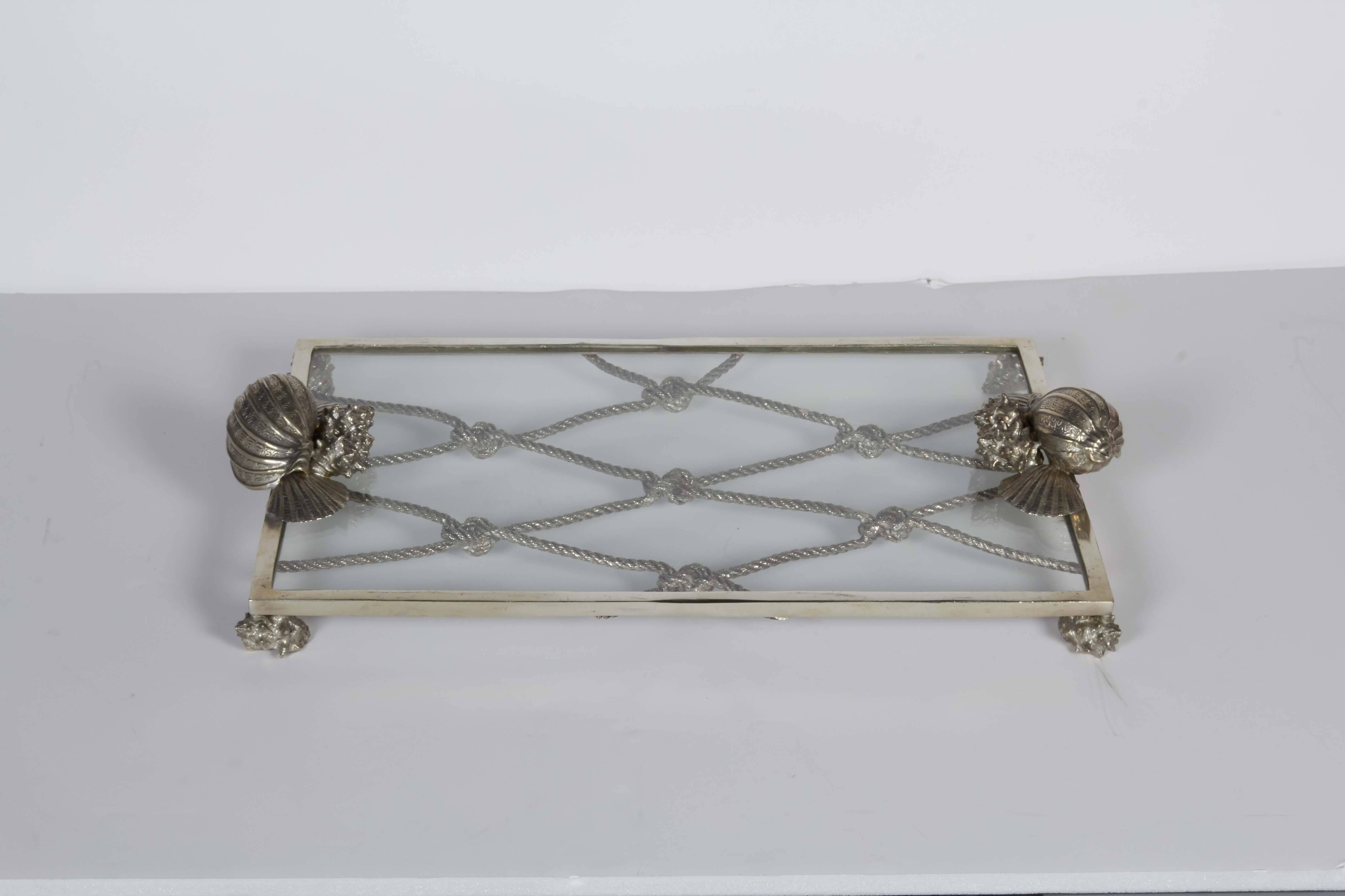 American Elegant Renaissance Revival Serving Tray with Nautical Theme