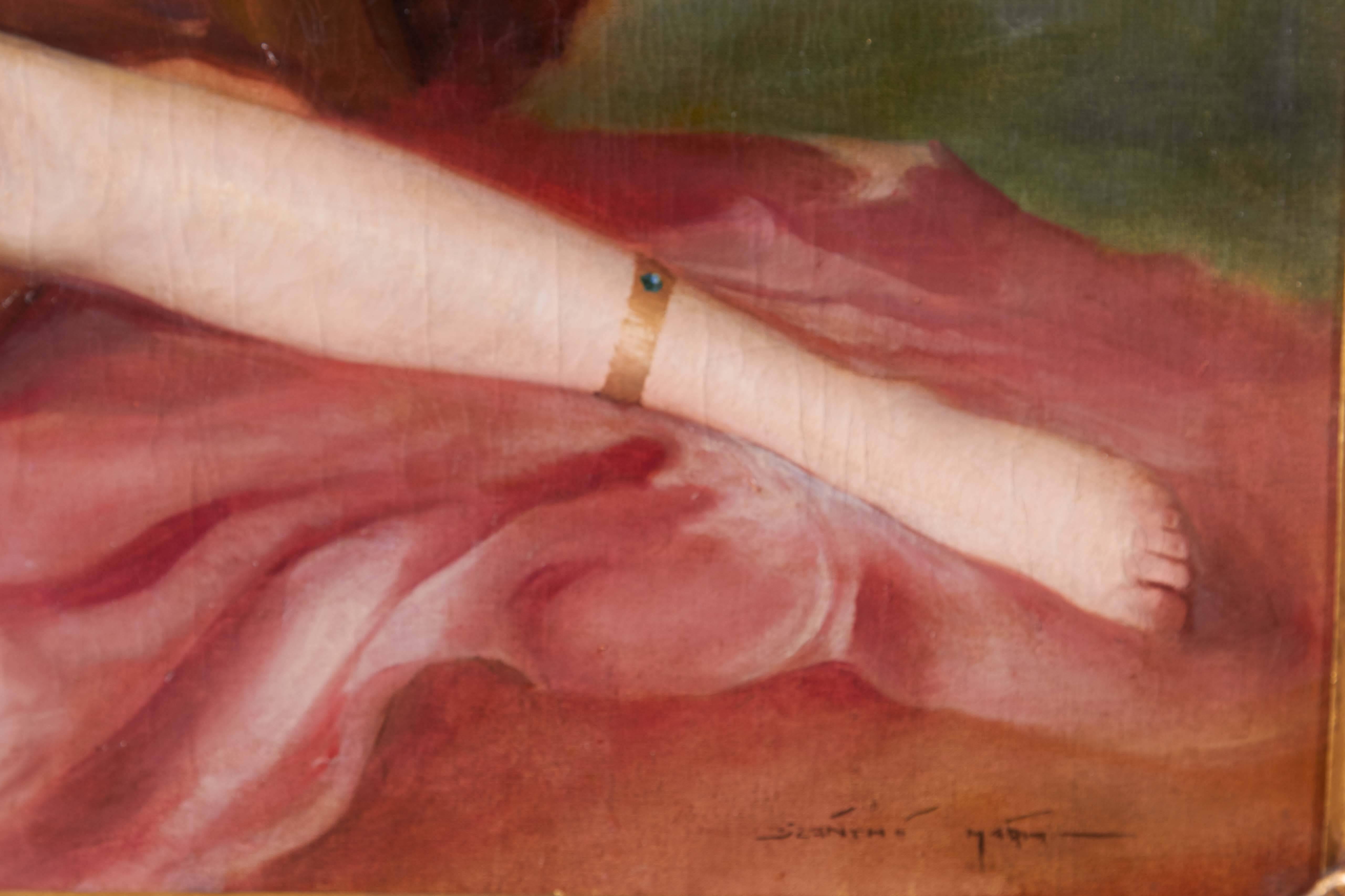 Maria Szantho, Original Oil on Canvas, Reclining Nude, circa 1930 1
