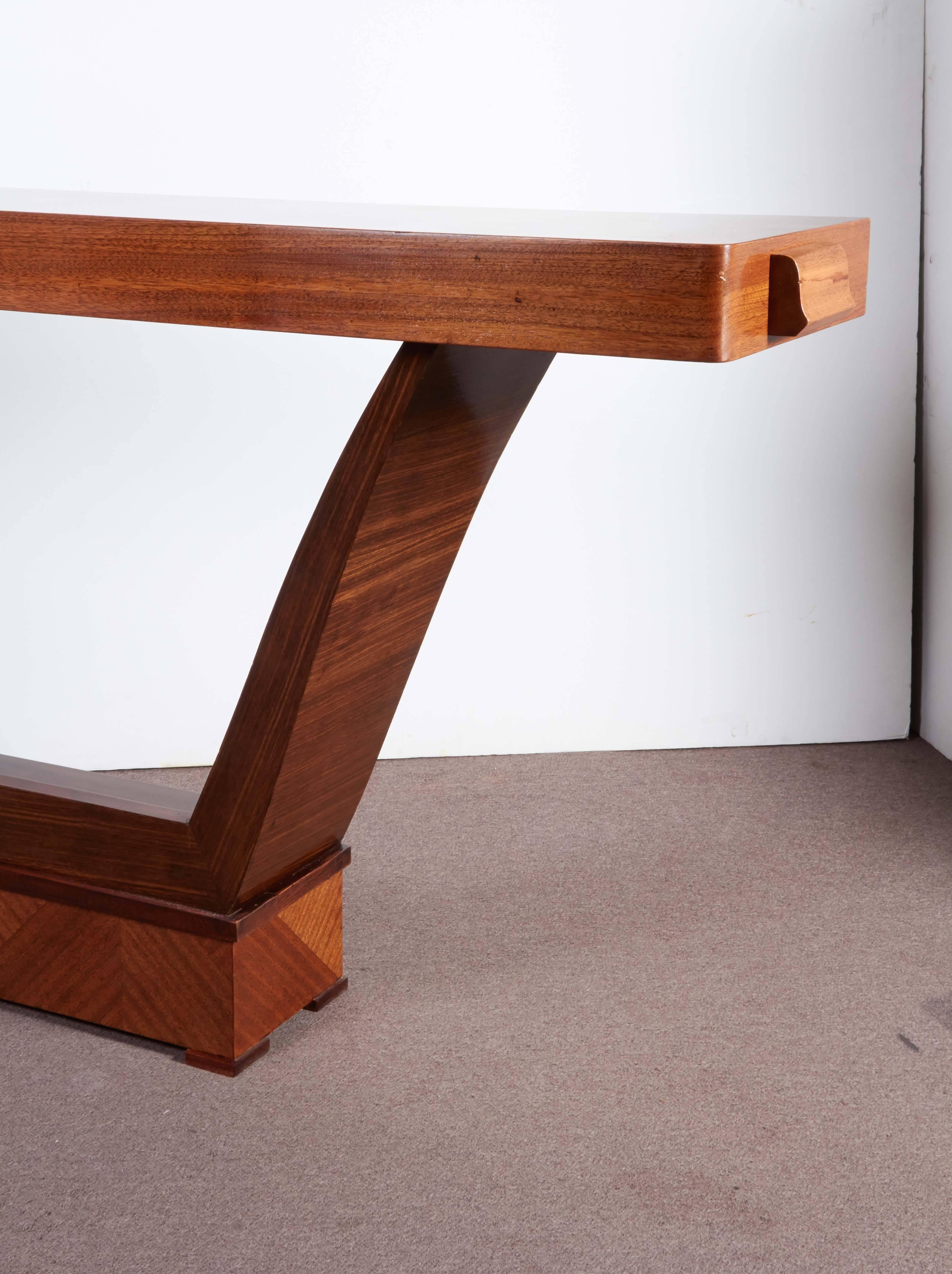 French Art Deco Mahogany and Palisander Angular Console In Excellent Condition In New York City, NY