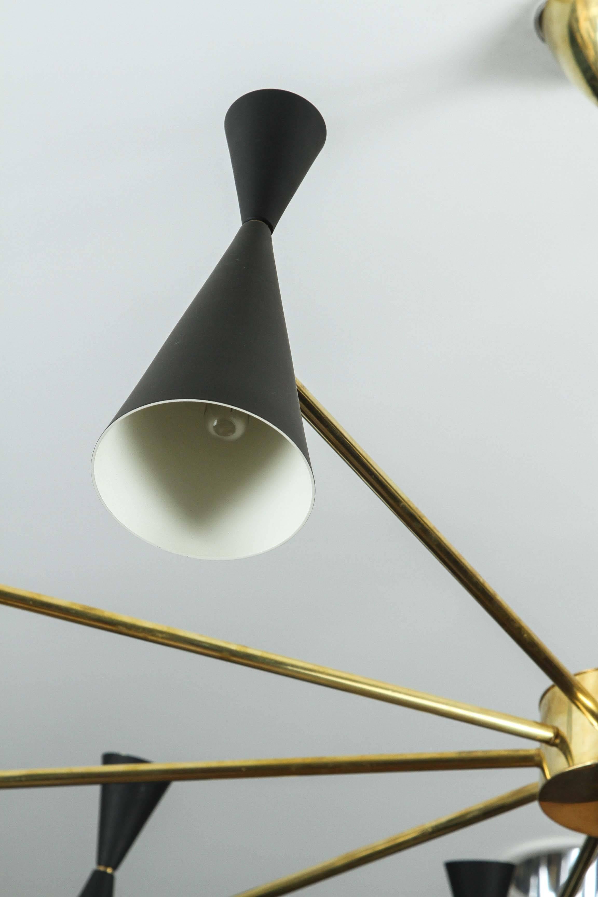 Radial chandelier in the style of Arteluce.