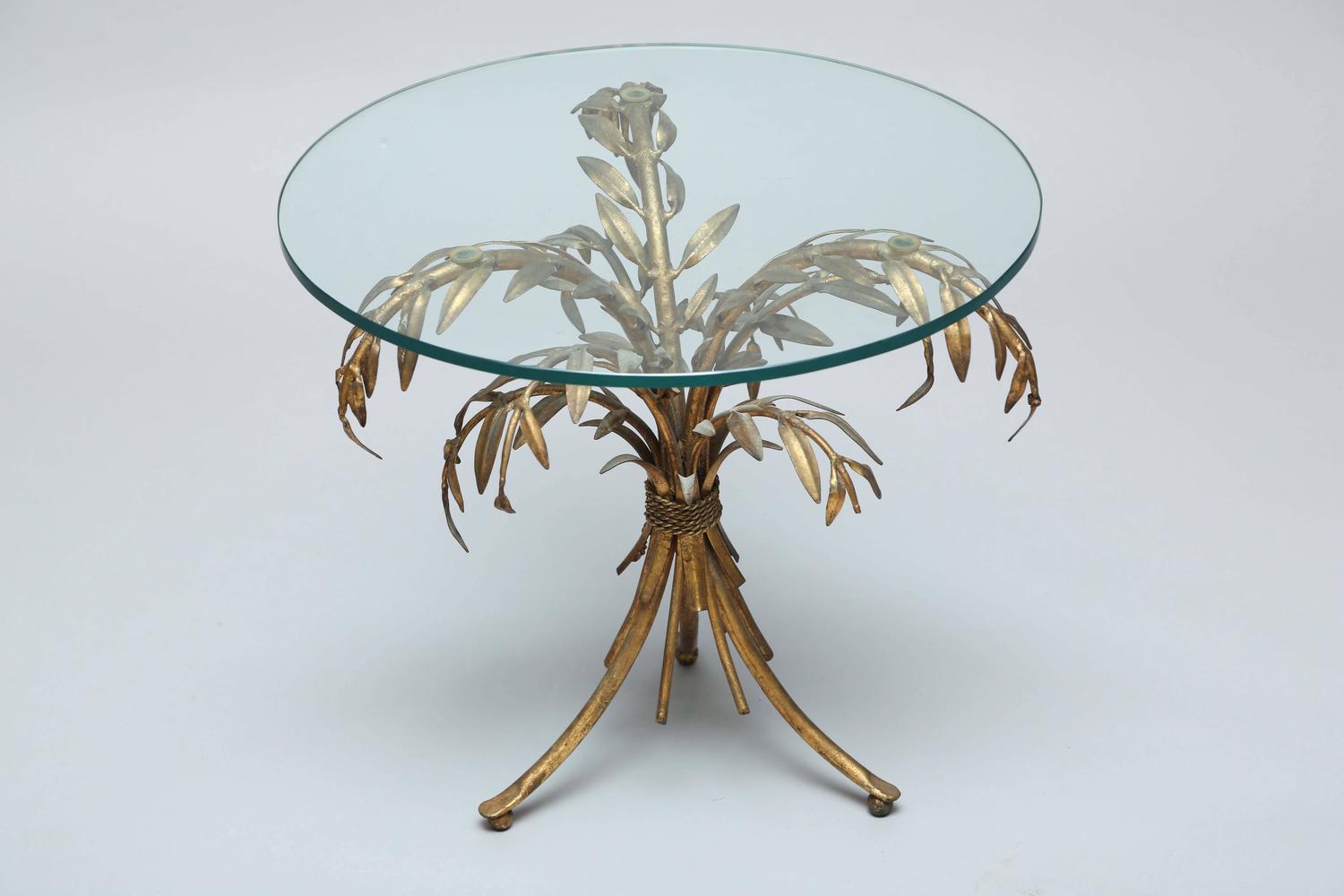 Gilded Iron Palm Tree Accent Table For Sale at 1stdibs