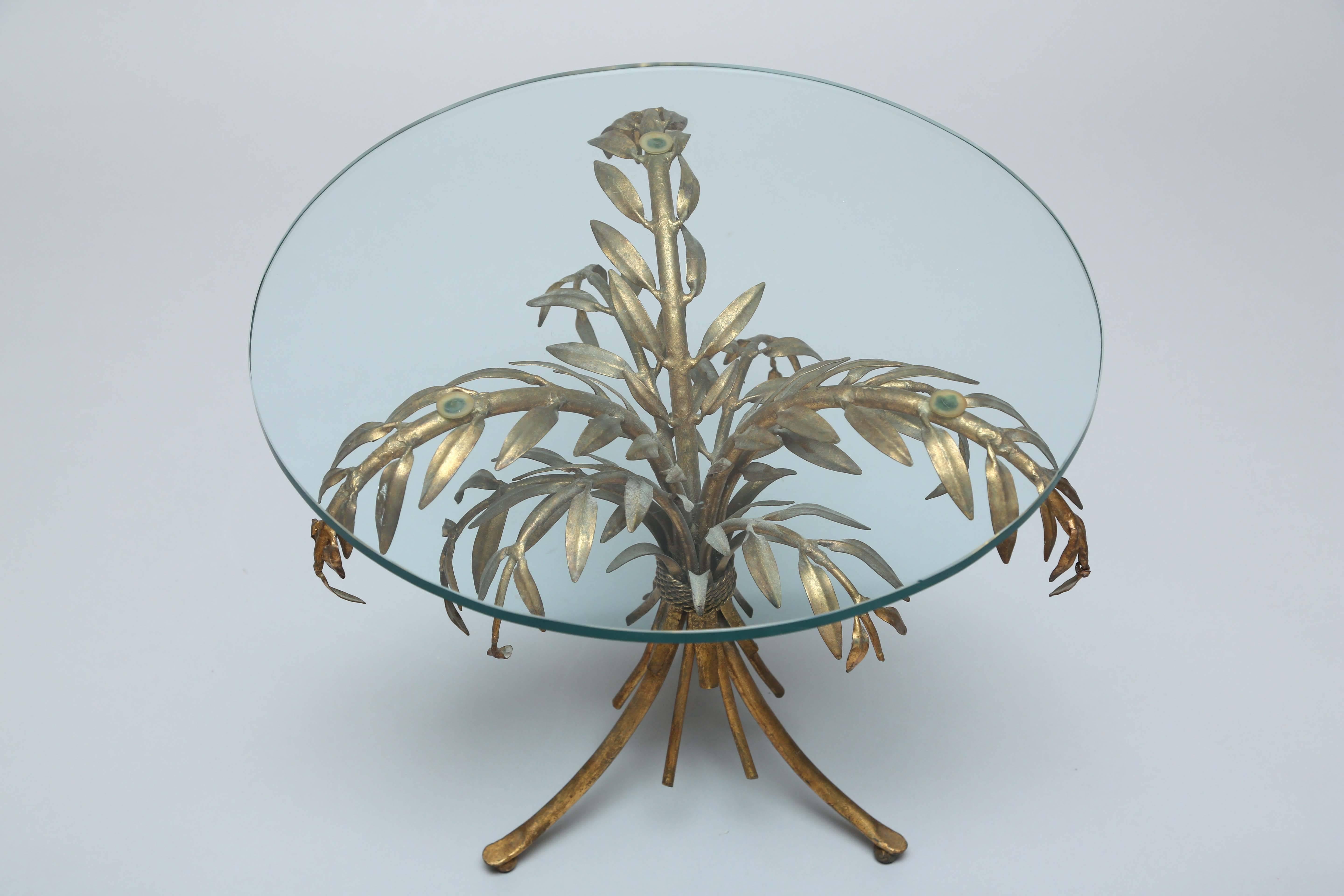 Italian Gilded Iron Palm Tree Accent Table