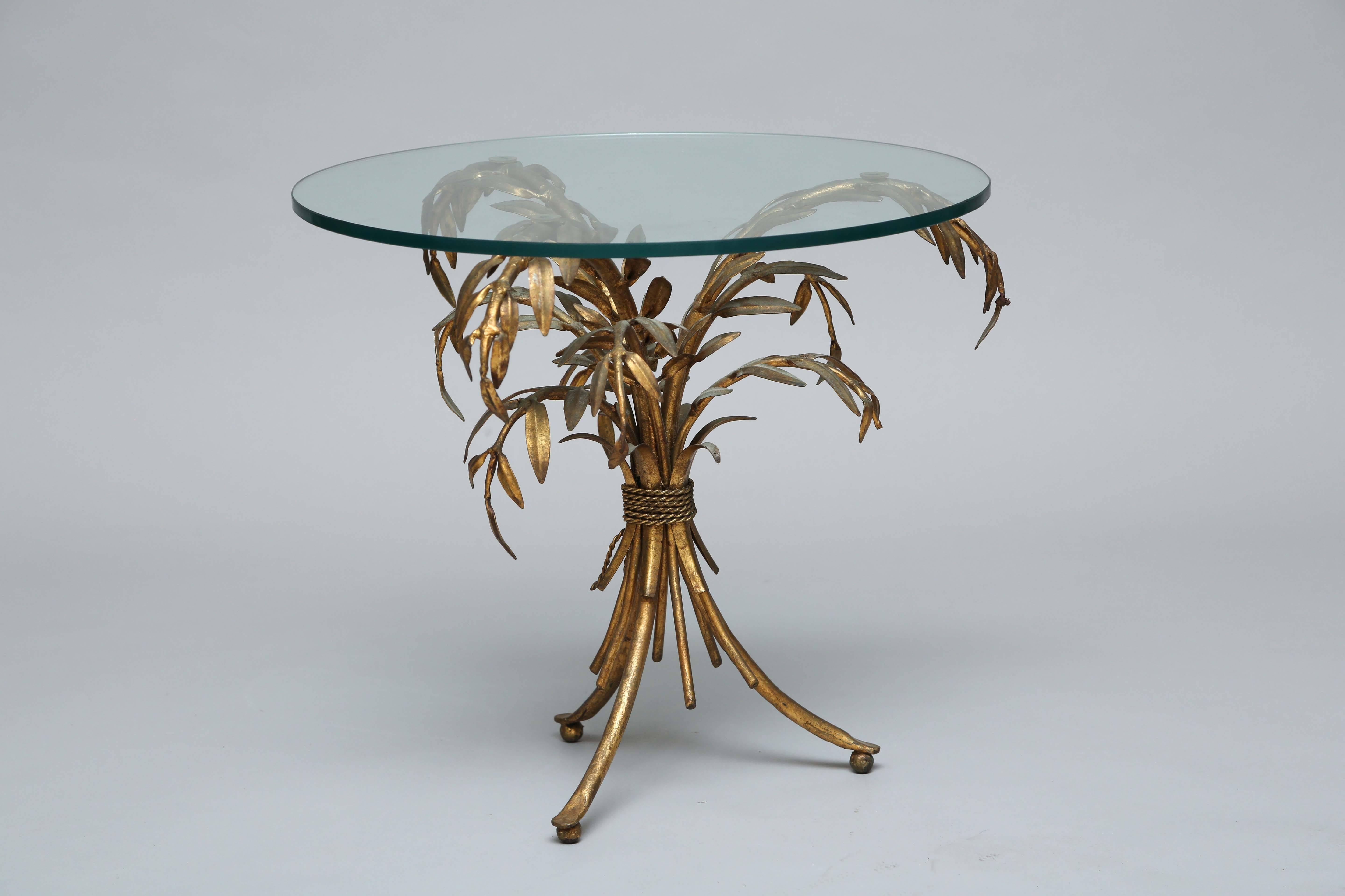 Gilt Gilded Iron Palm Tree Accent Table