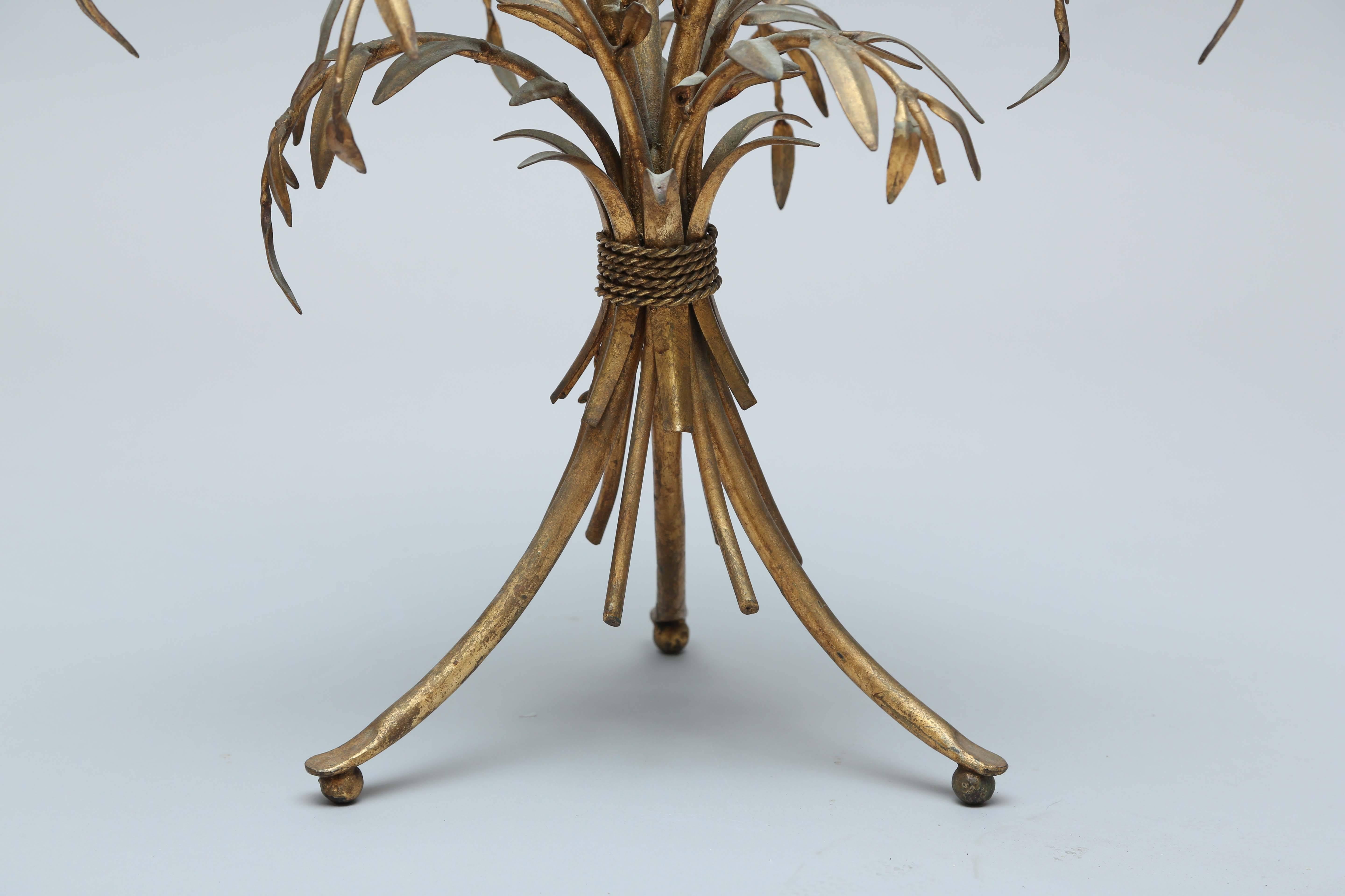 Gilded Iron Palm Tree Accent Table In Excellent Condition In West Palm Beach, FL