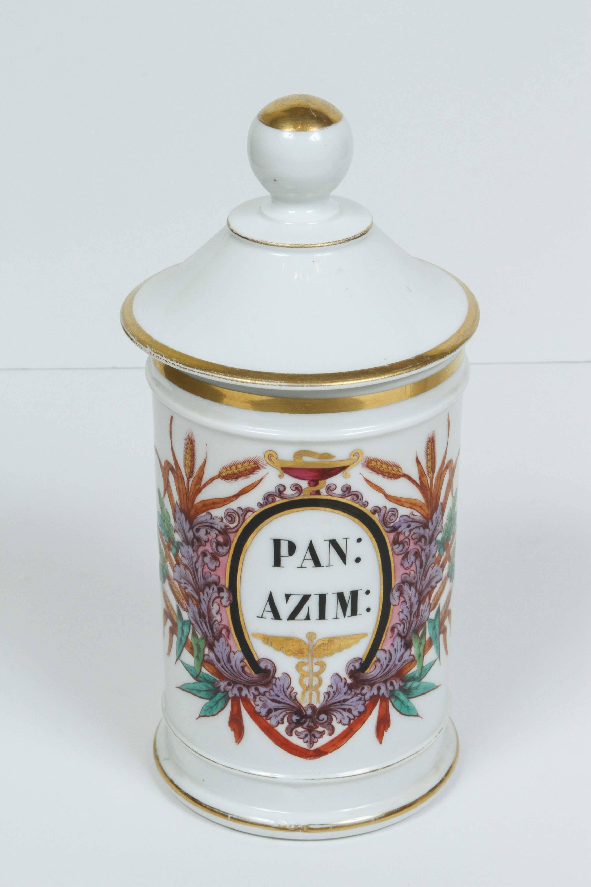 A pair of Paris porcelain apothecary jars, 19th century. Made for the Mexican market.
 