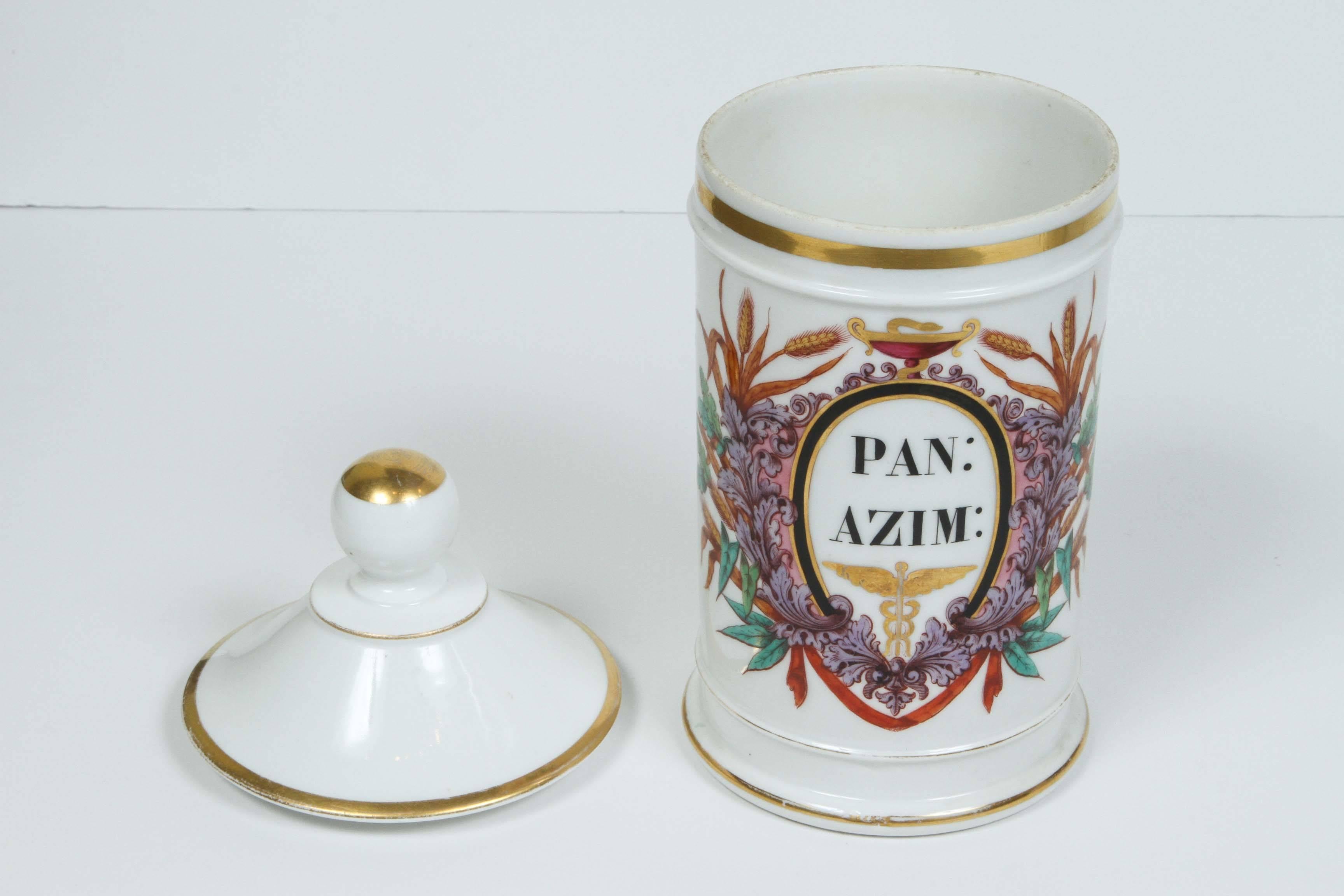 French Pair of Paris Porcelain Apothecary Jars, 19th Century