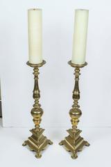 Pair of 18th Century Italian Brass Prickets Sticks from Estate of Bob Hope
