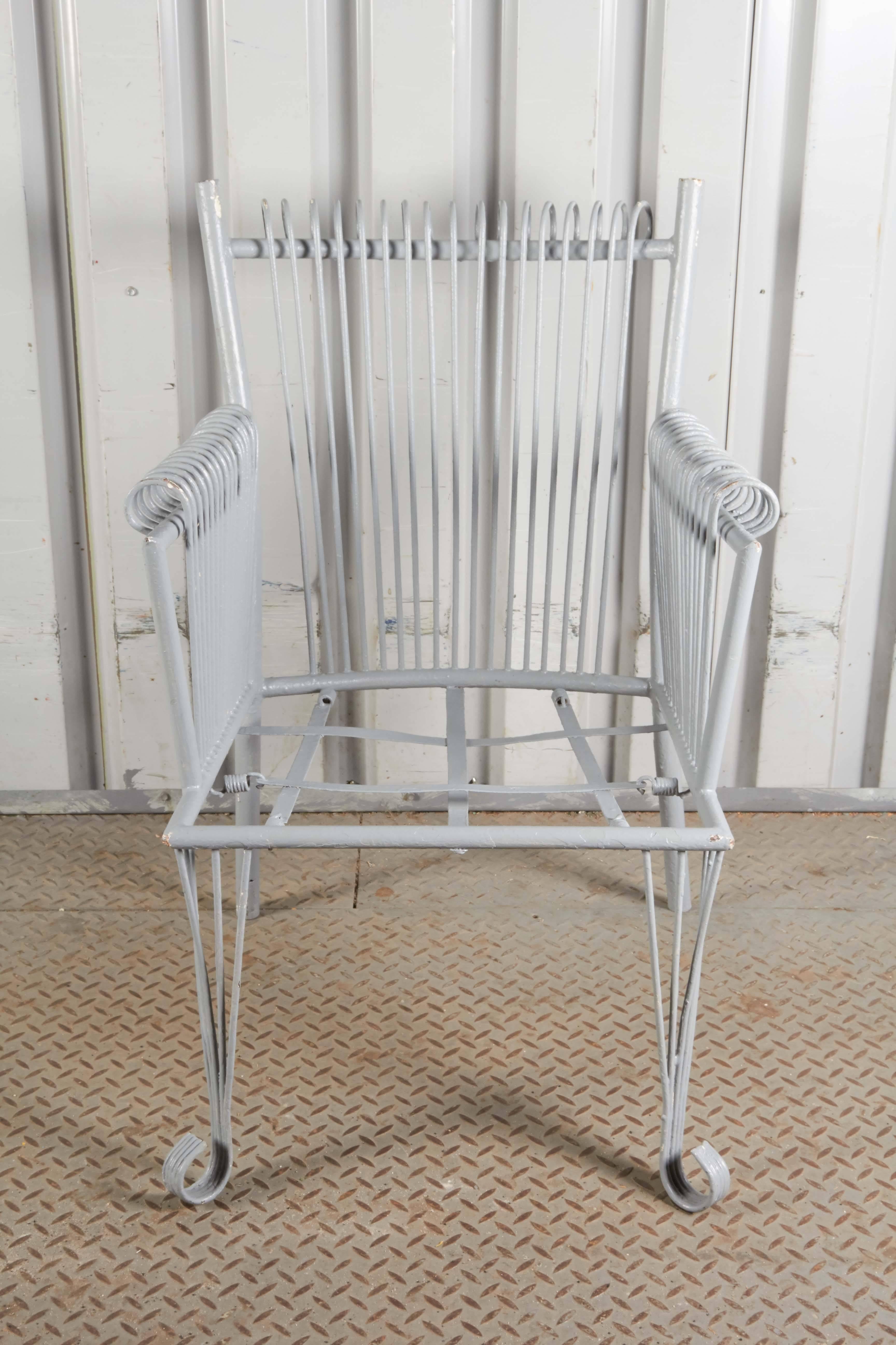 20th Century Set of Four French Metal Armchairs