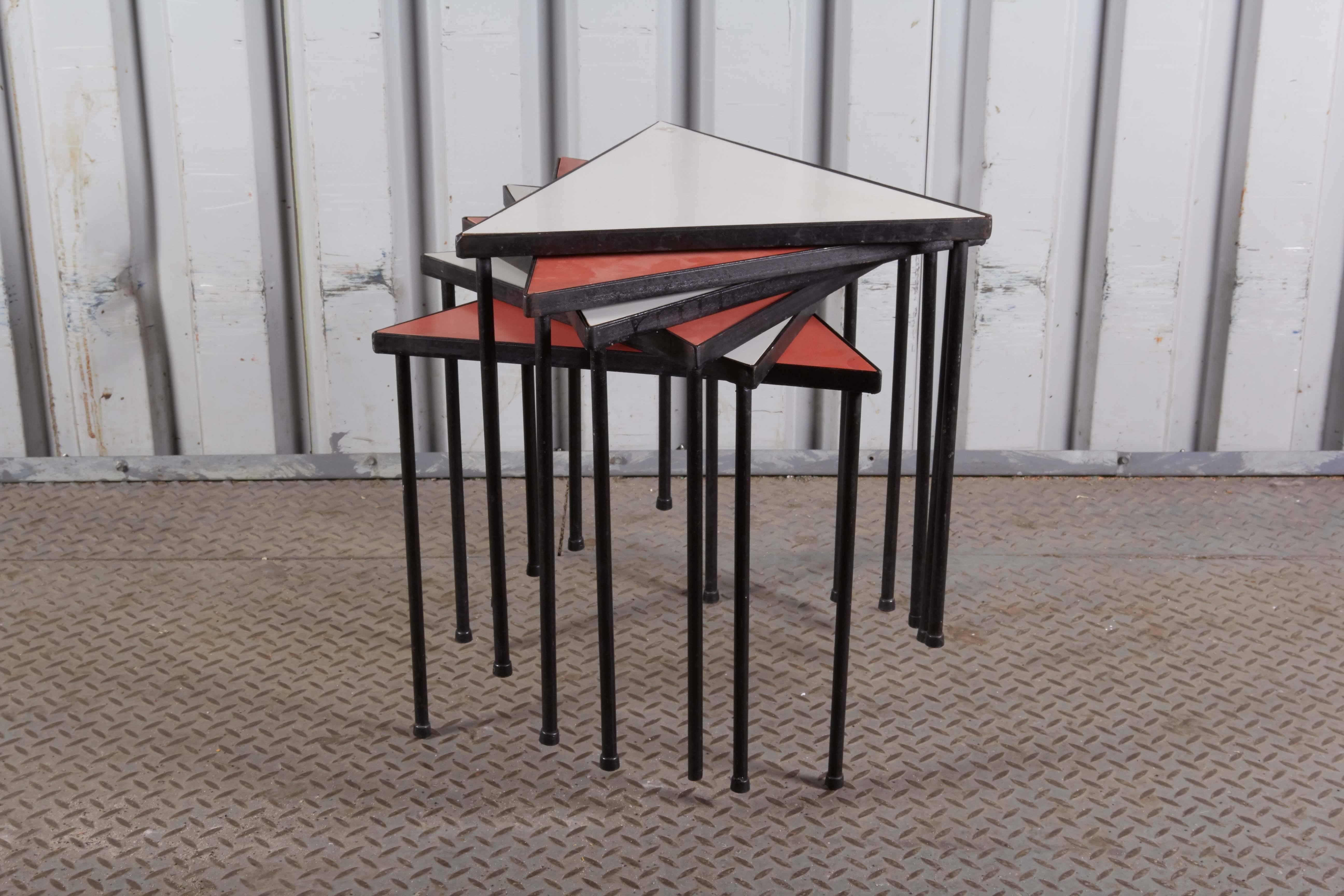Metal Set of Six Tables For Sale
