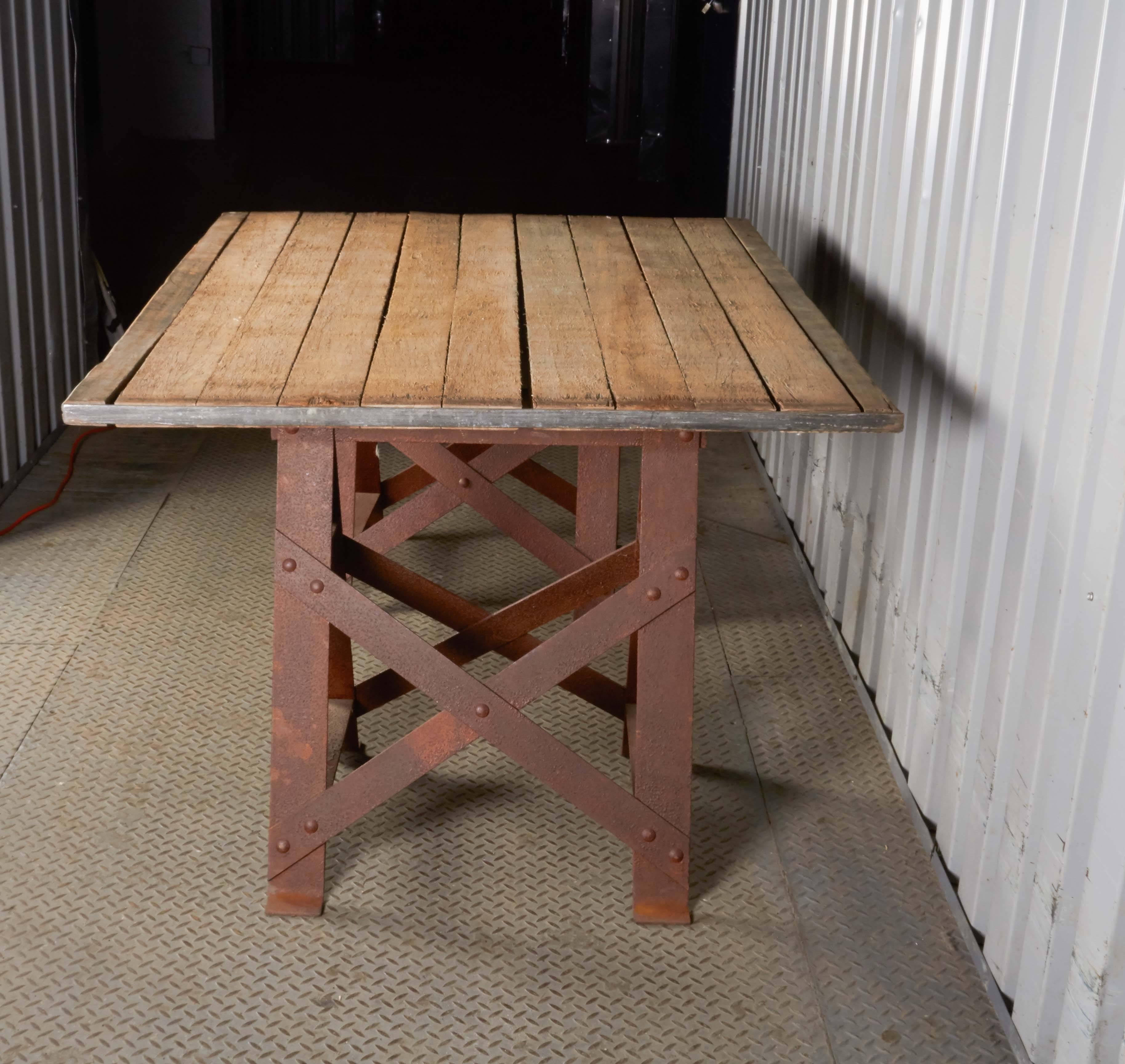 20th Century Industrial Trestle Table For Sale