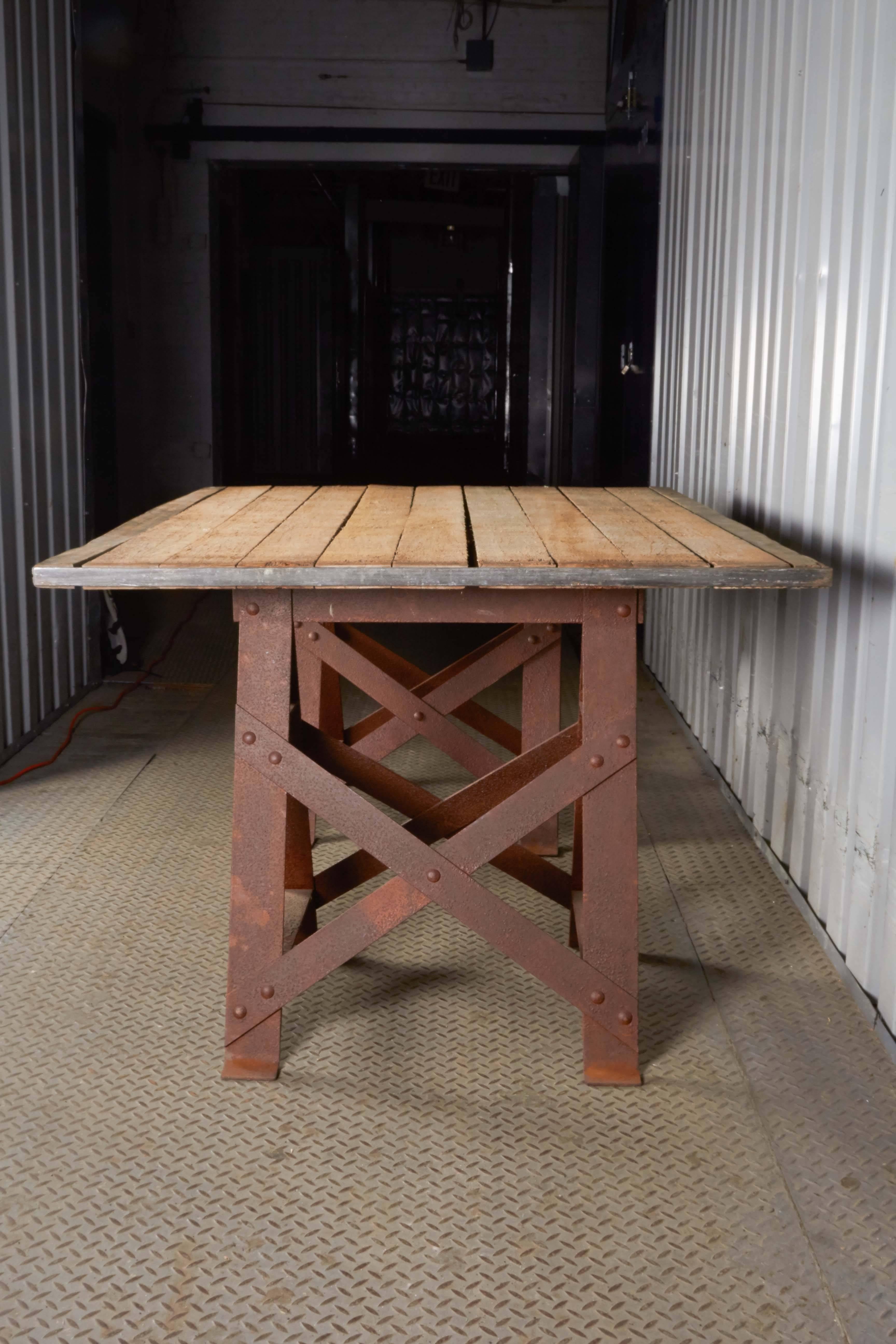 Iron Industrial Trestle Table For Sale