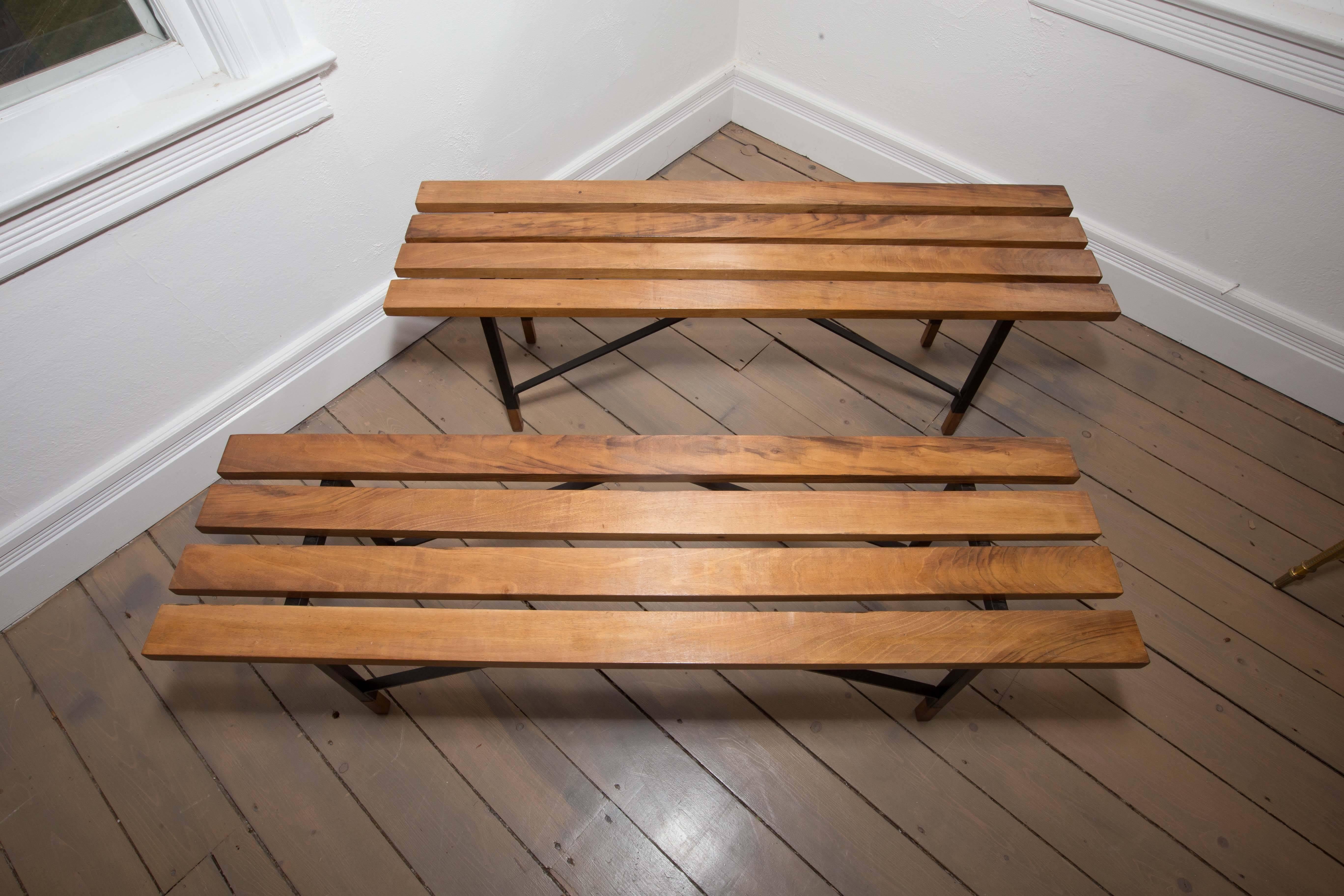wood and metal indoor bench