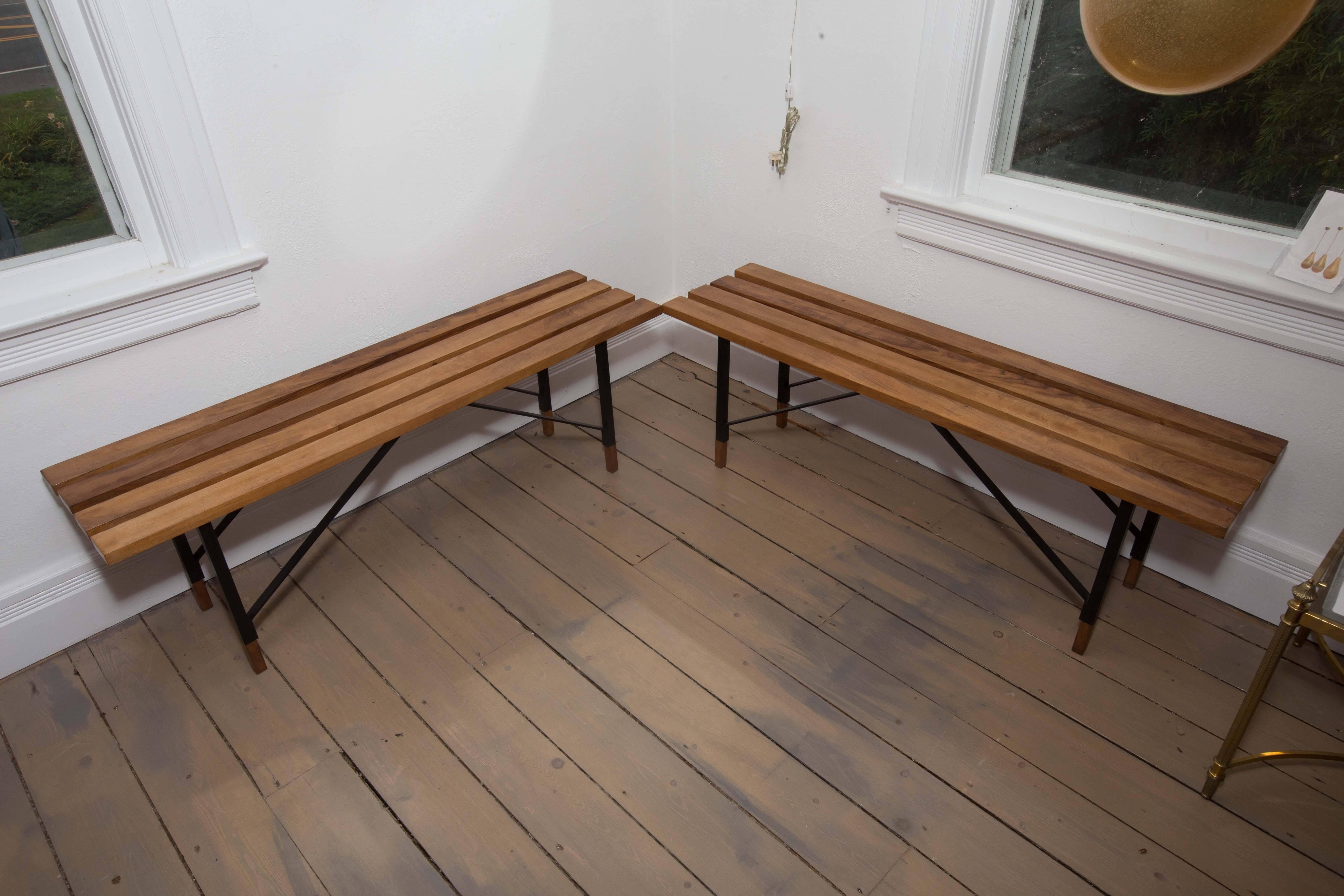 wood bench metal legs