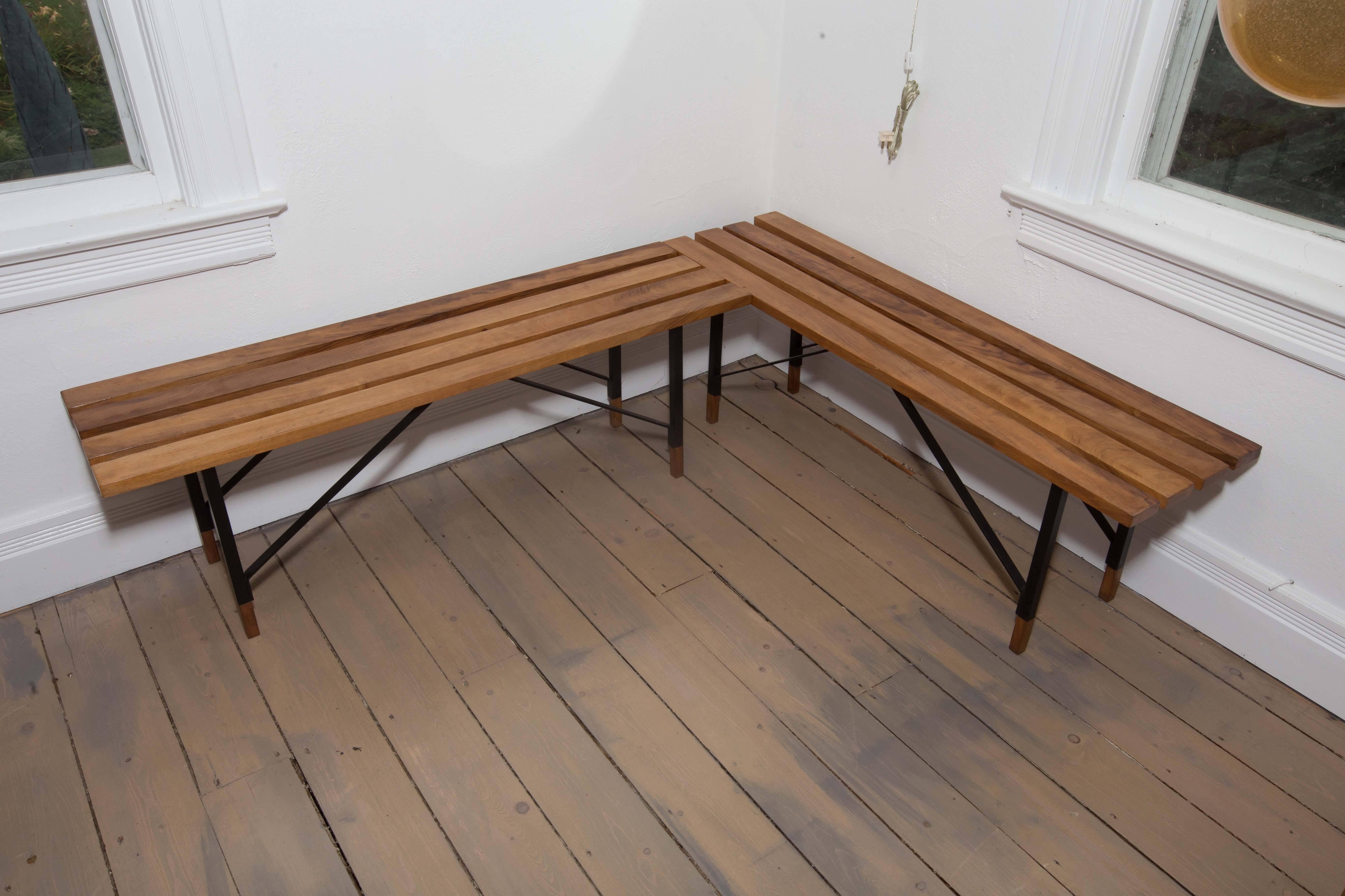 wood slat benches