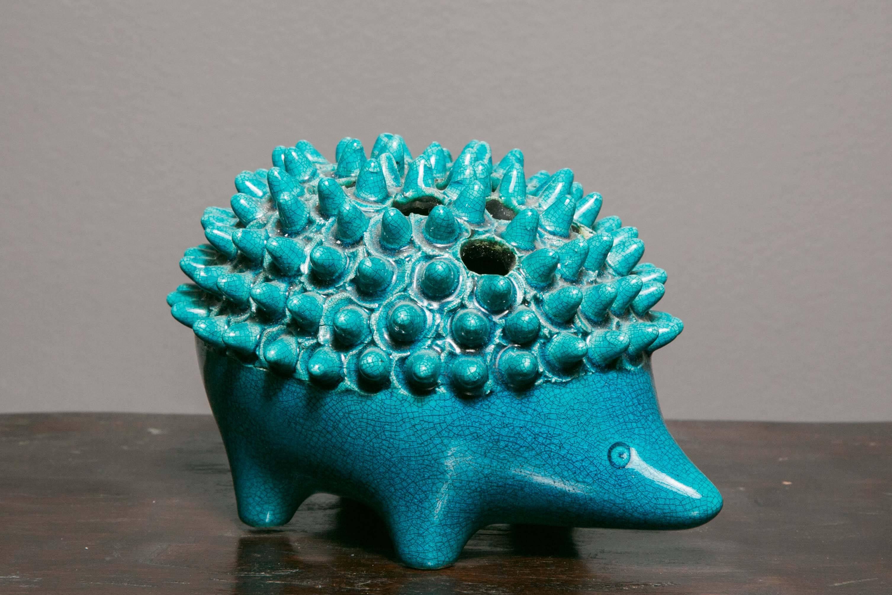 Ceramic with a cutie hedgehog in blue color.
Signed Pol Chambost,
circa 1970.
 