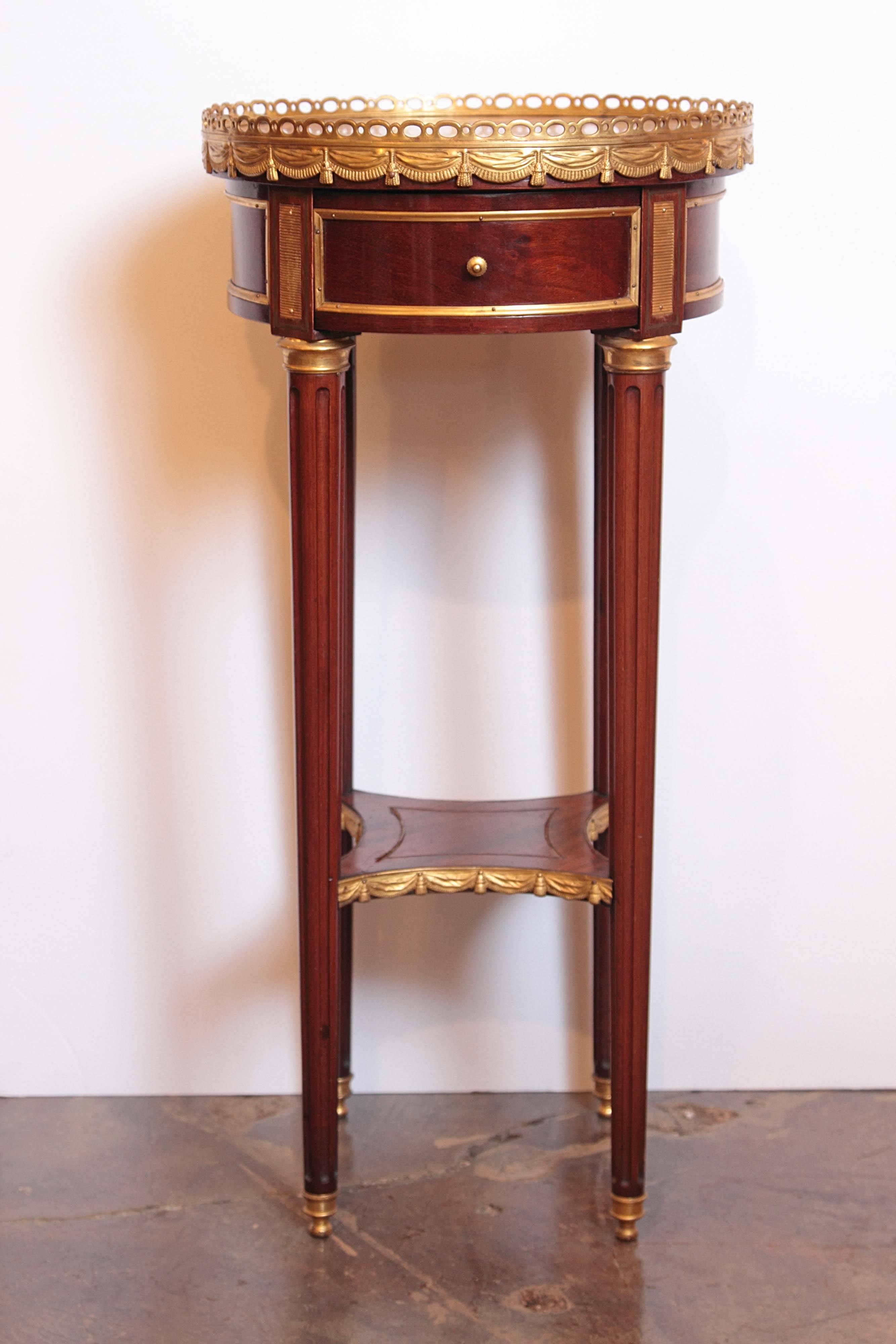 19th century fine side table by Edwards and Roberts. Fine quality mahogany and gilt bronze side table with brèche d'Alep marble top. Single drawer stamped Edwards and Roberts.