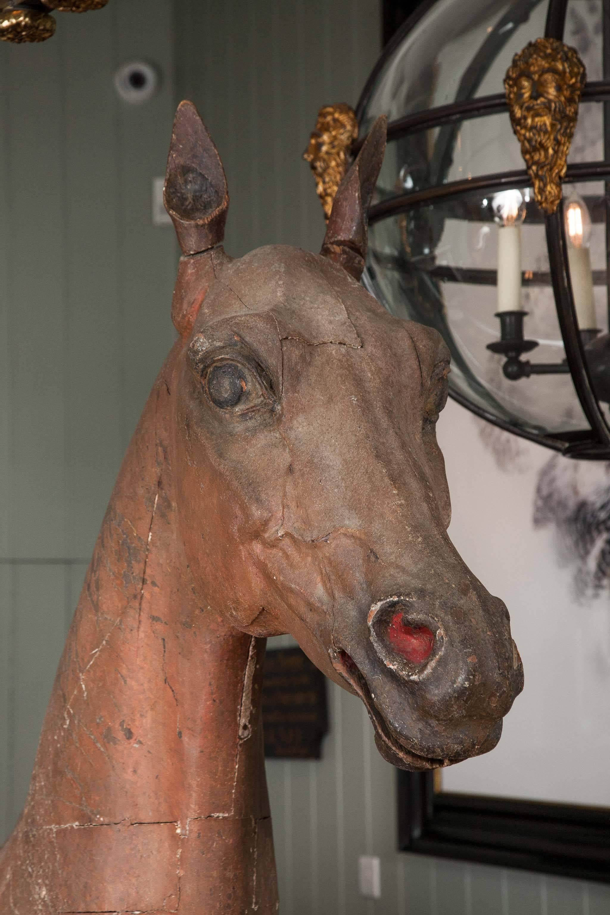 life size wooden horse statue