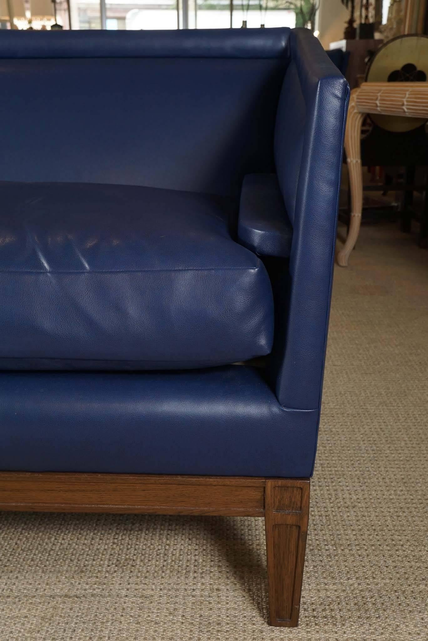American Boxed Arm Sofa in Dark Blue