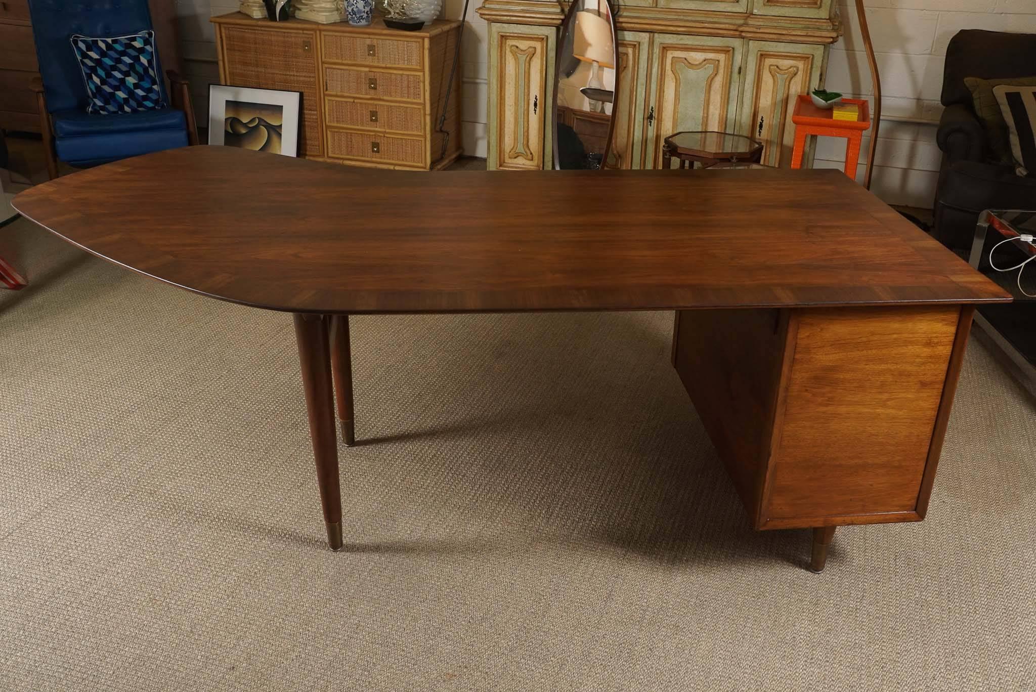 Modern Walnut Desk with Boomerang Top 5