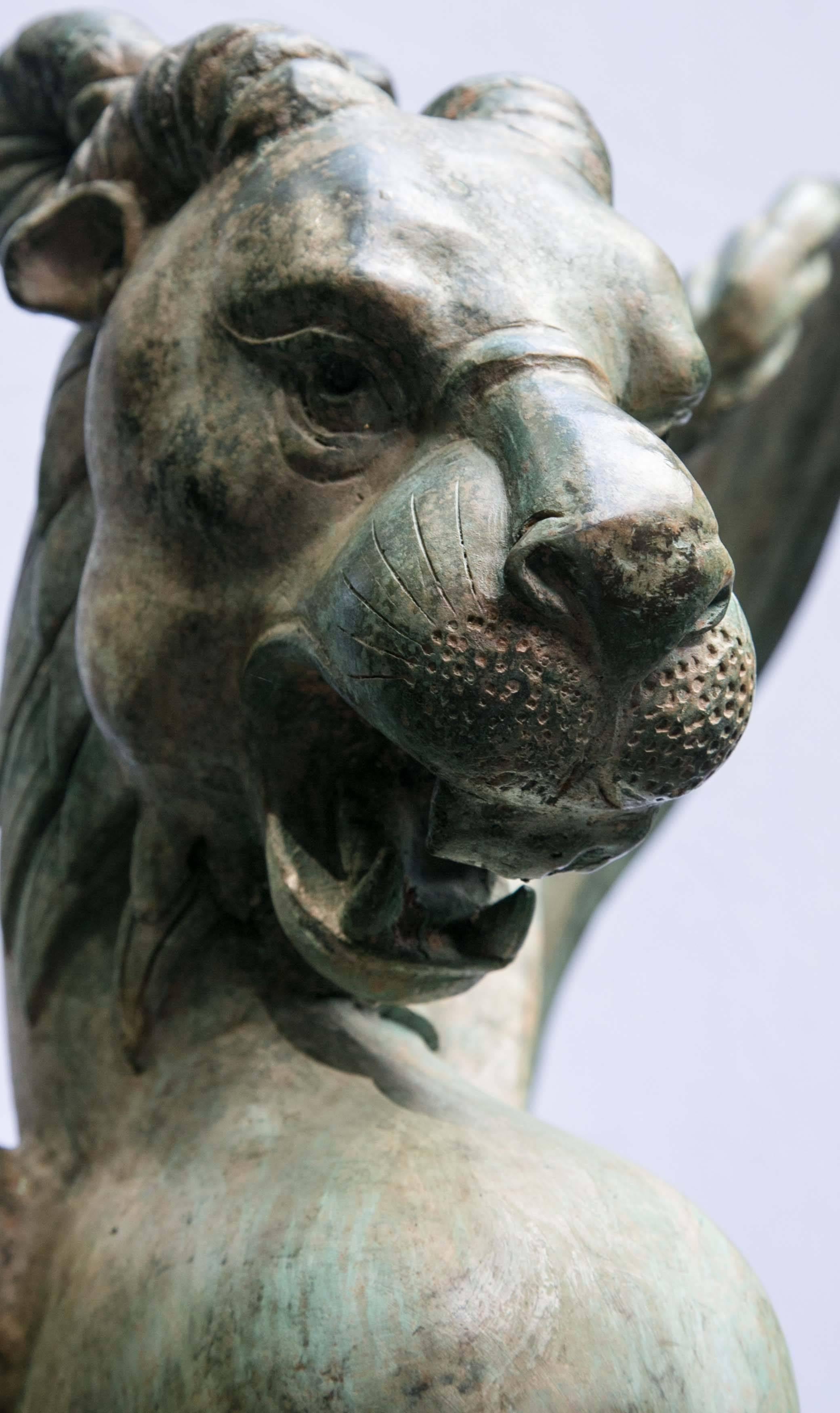 20th Century Bronze Winged Lion