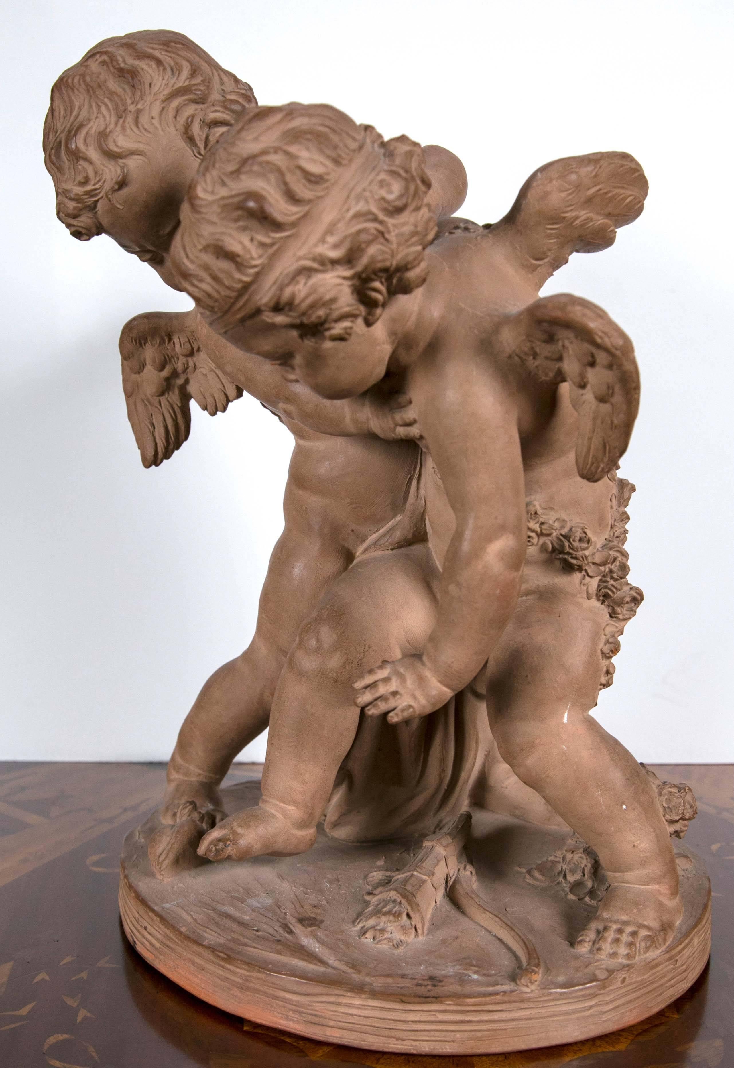 20th Century Terracotta Group of Two Cupids For Sale
