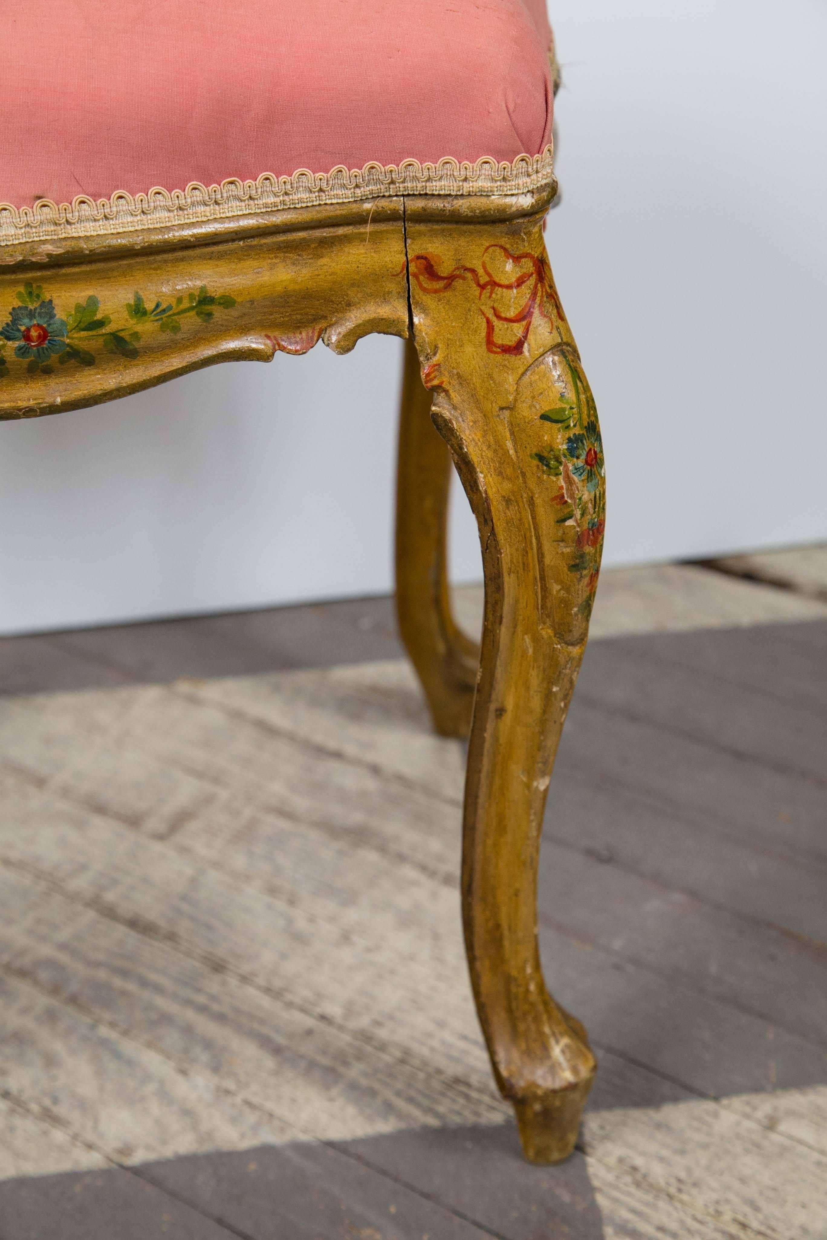 Hand-Painted Italian Painted Stool For Sale