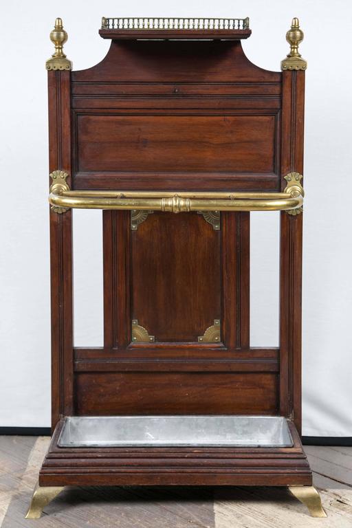 Mahogany and Brass Umbrella or Cane Stand at 1stdibs