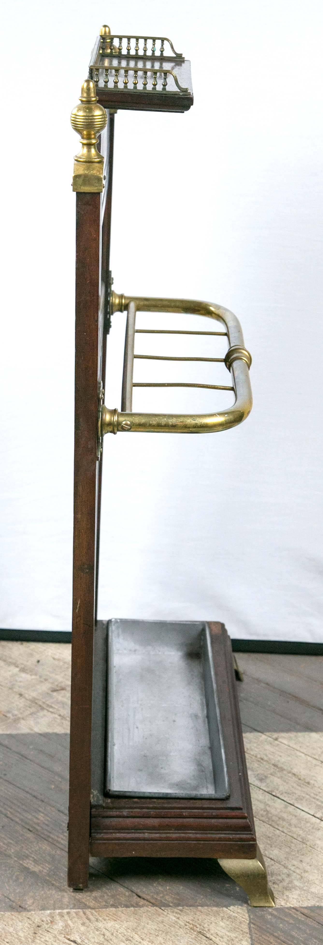 Mahogany and Brass Umbrella or Cane Stand 1