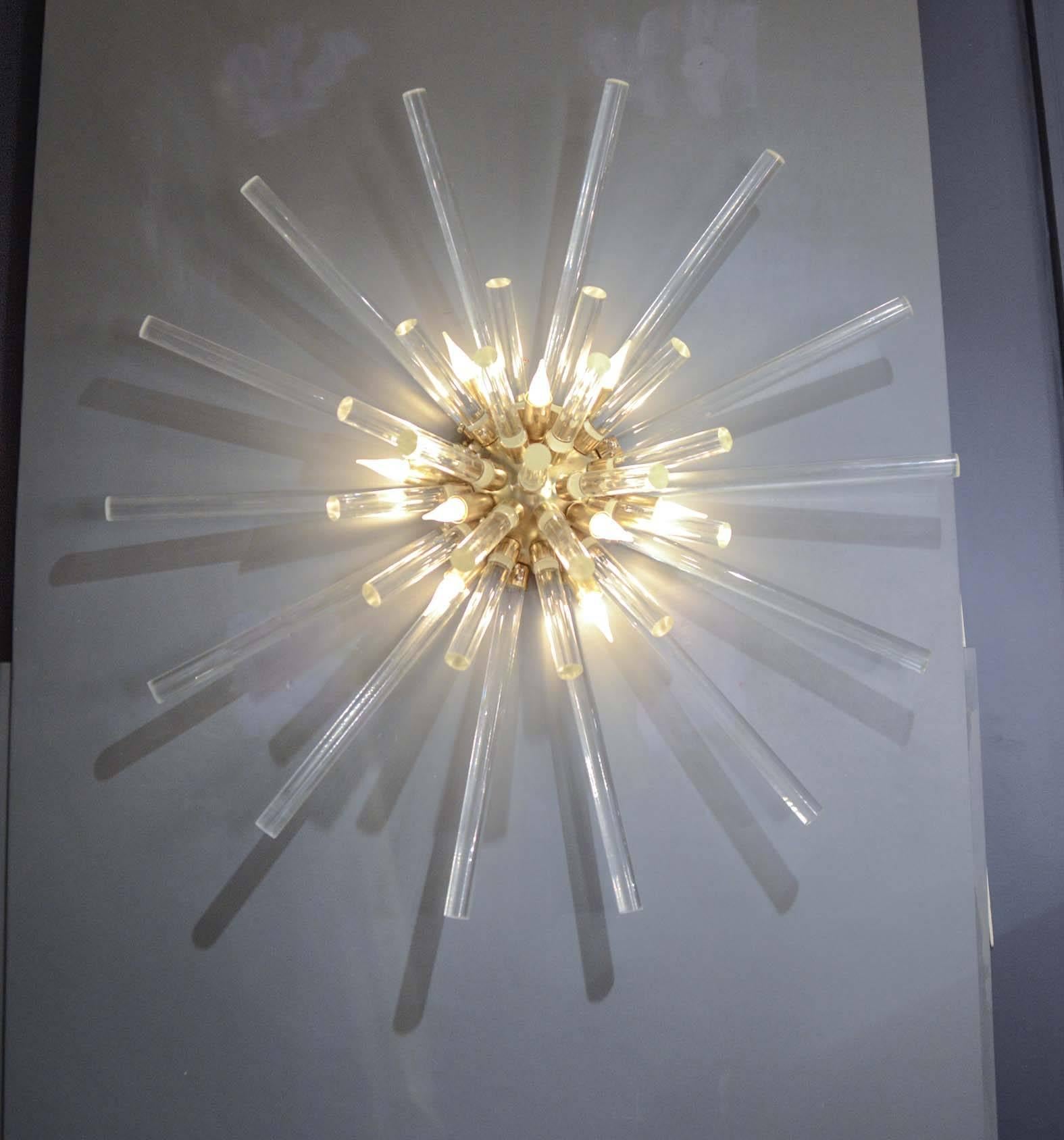 Metal Pair of Sputnik Murano Glass Sconces