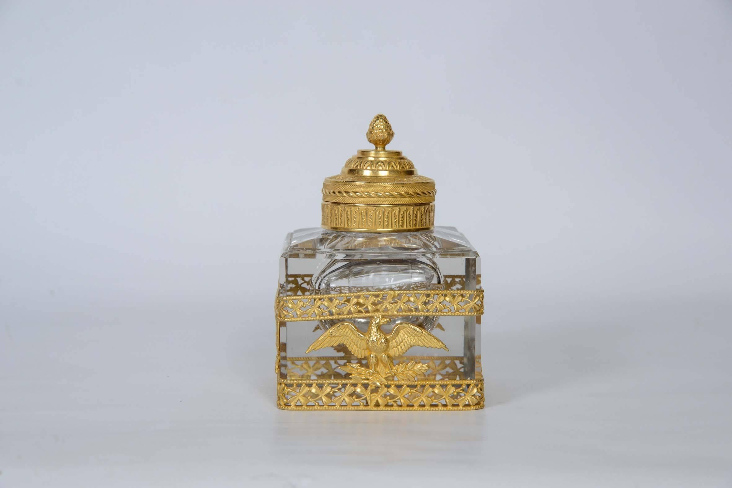 French Empire Crystal Inkwell For Sale