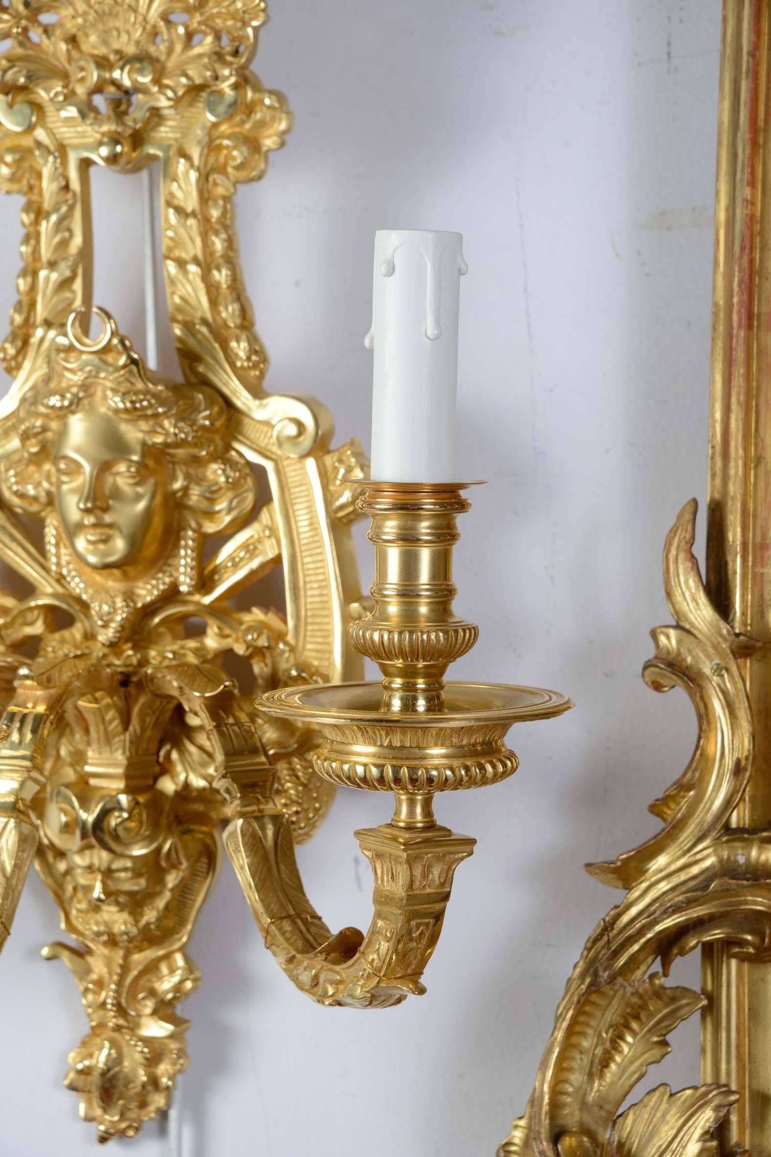 Louis XIV Pair of Gorgeous Sconces Regence Style For Sale