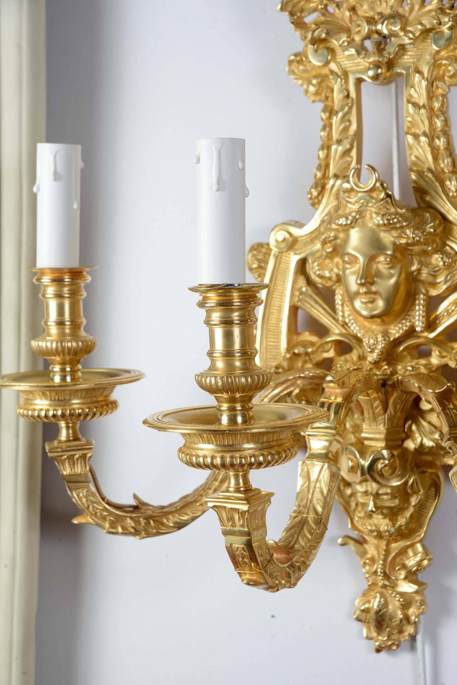 French Pair of Gorgeous Sconces Regence Style For Sale