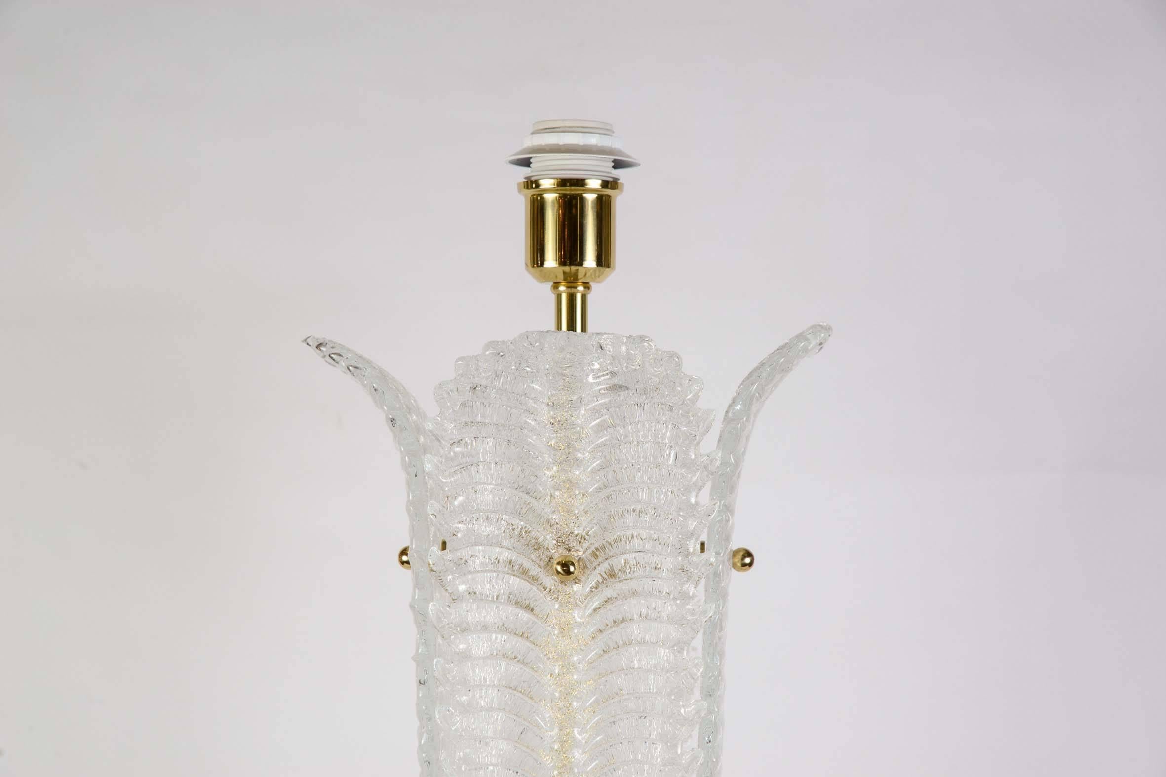 Italian Pair of Table Lamps in Murano Glass.