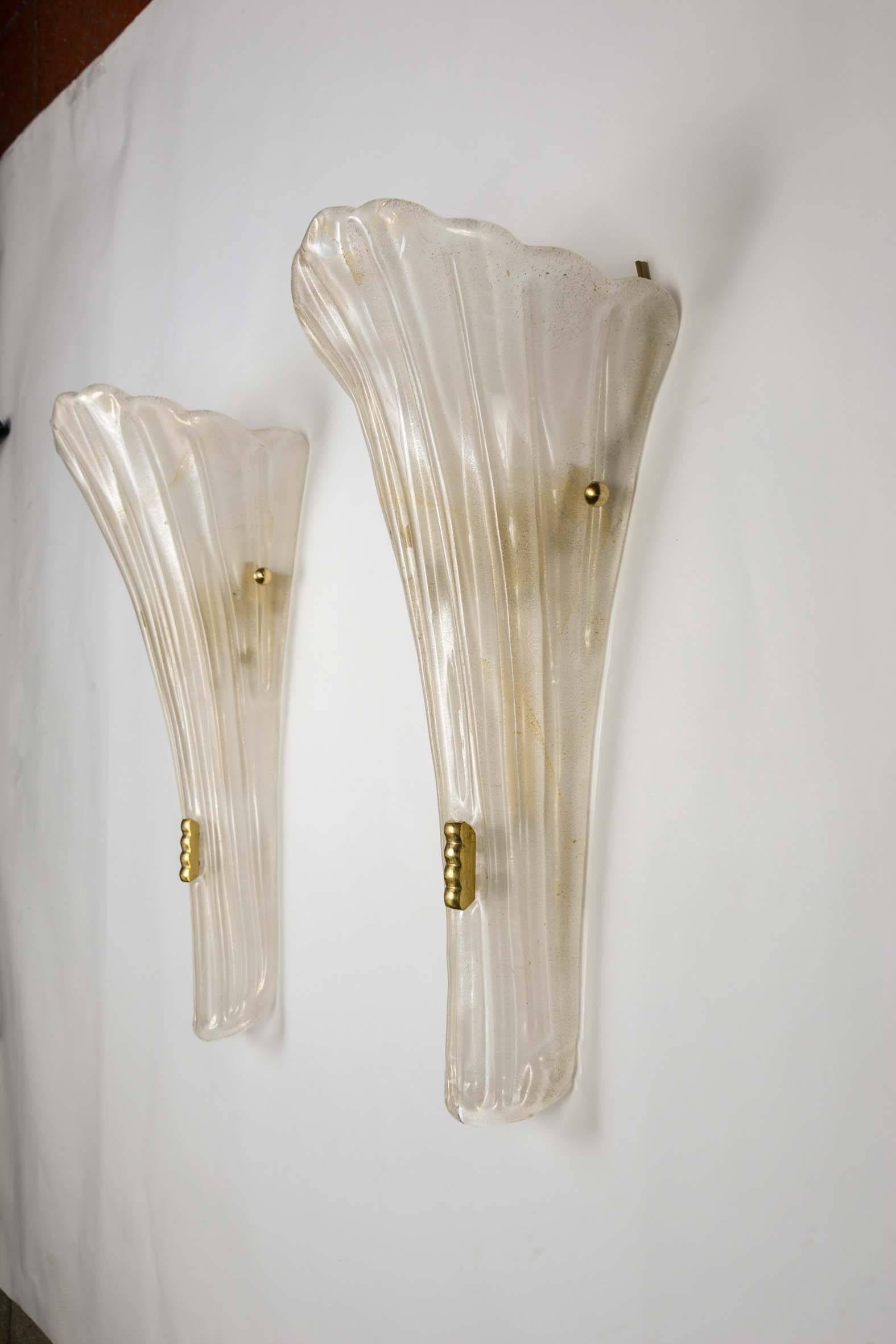 Italian Set of Four Sconces in Murano Glass.
