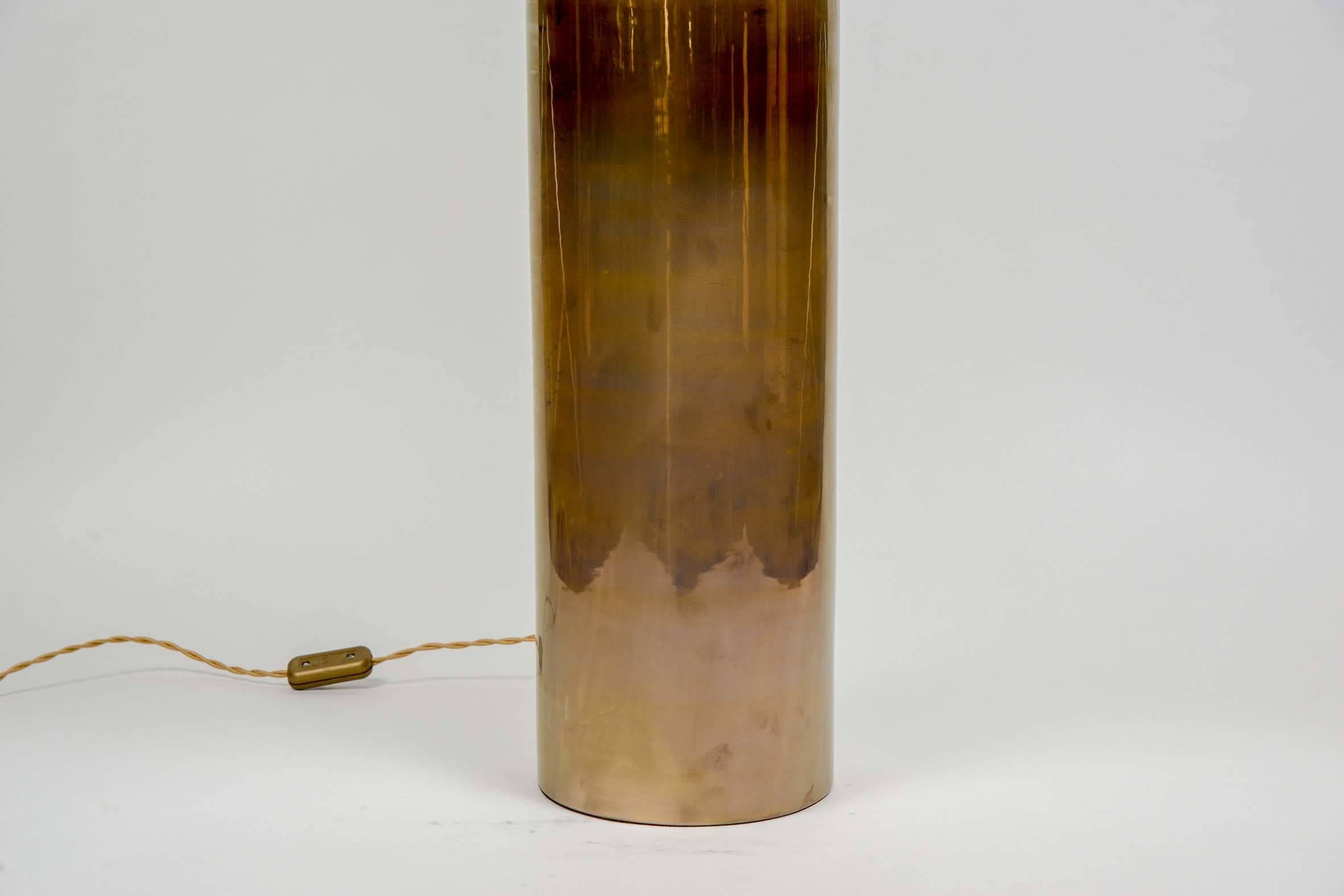Mid-Century Modern Elegant Pair of Brass Cylinder Lamps
