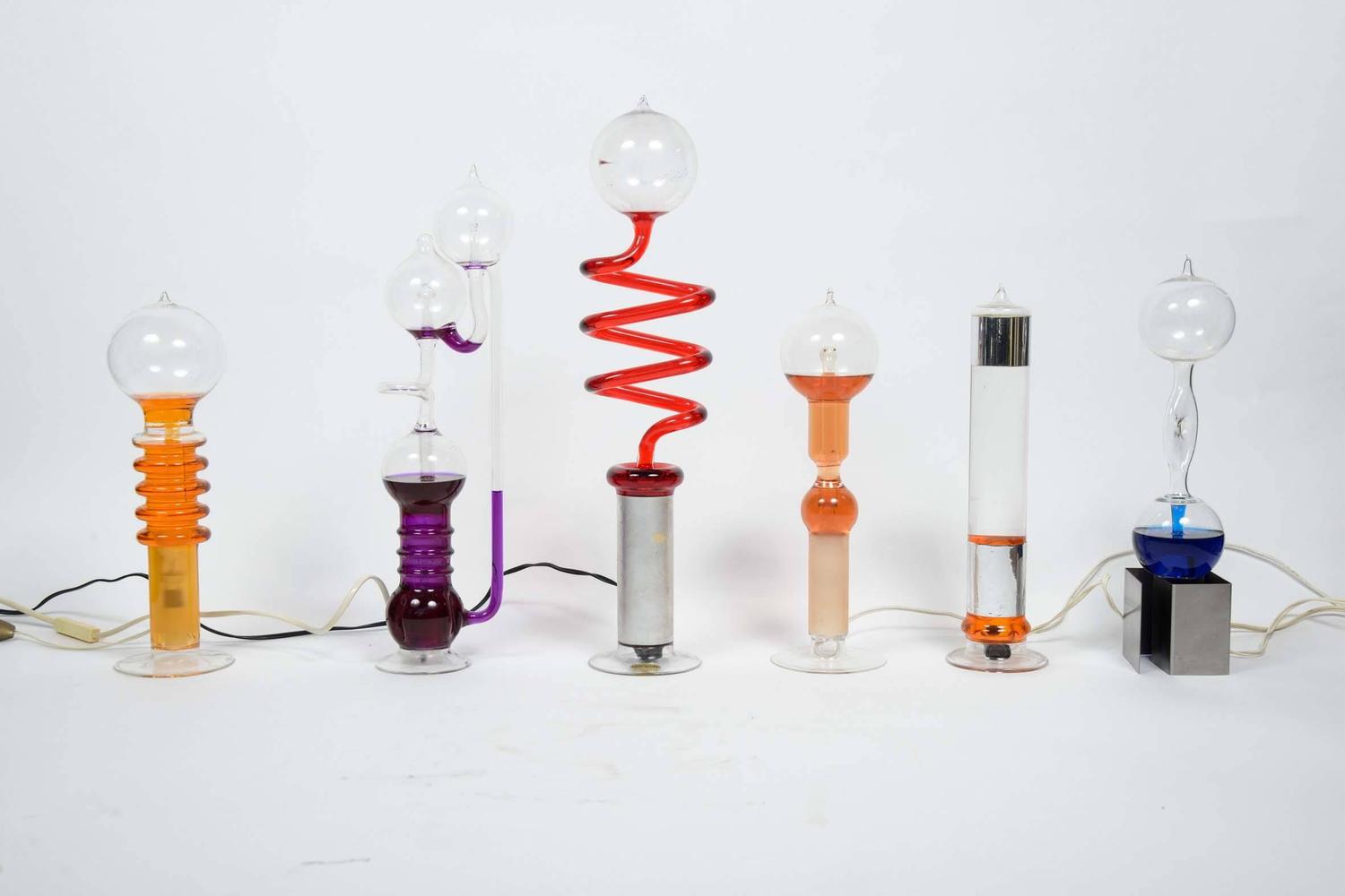 Collection of Test Tubes Lamps with Bubbling Colored Liquid For Sale at