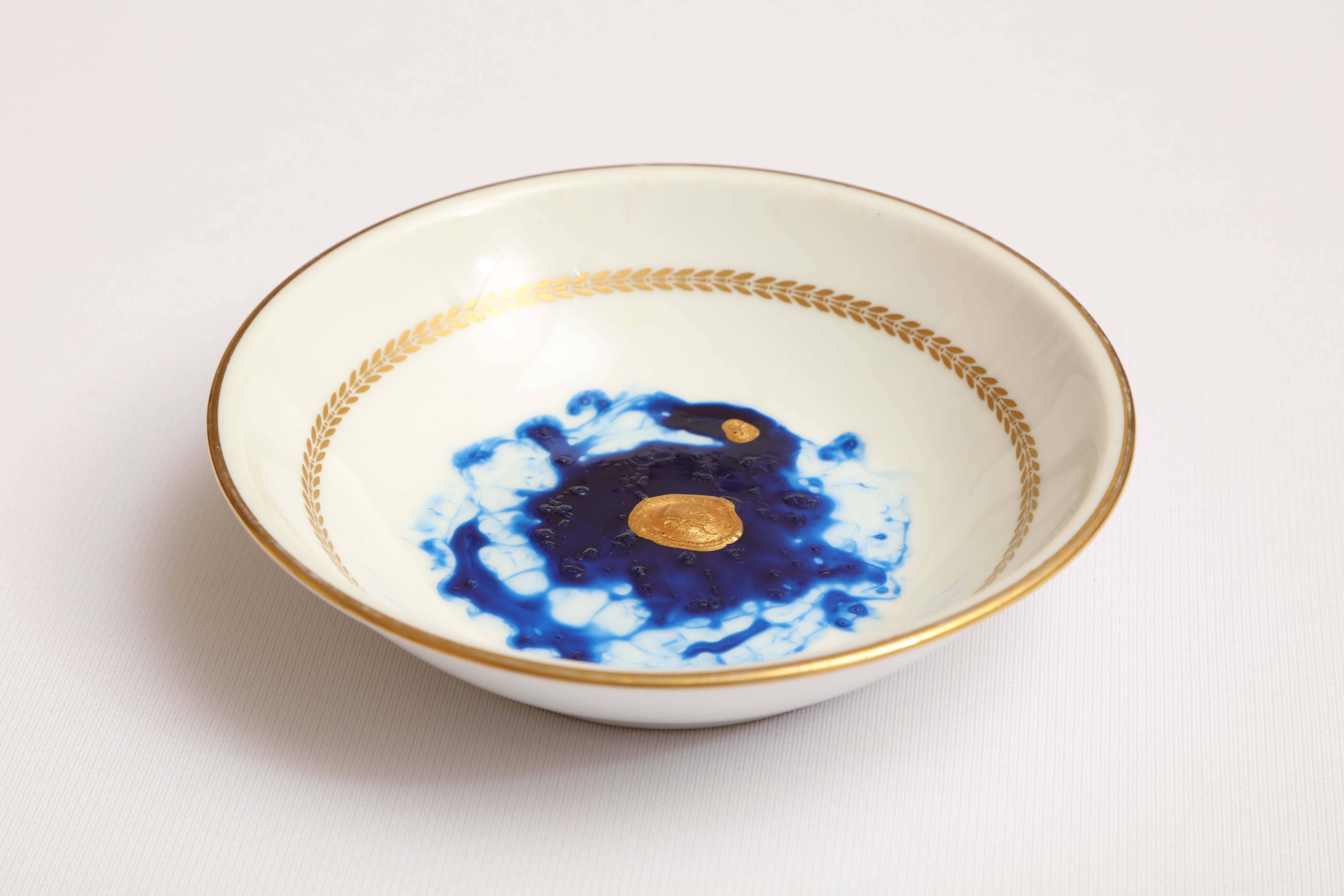 #5 plate for the Ocean collection.
Hand-painted on repurposed German porcelain and baked individually.
This plate is also part of a large collection on Ocean plates.
Peter Valcarcel is a celebrated American Peruvian Home Accessories Designer and