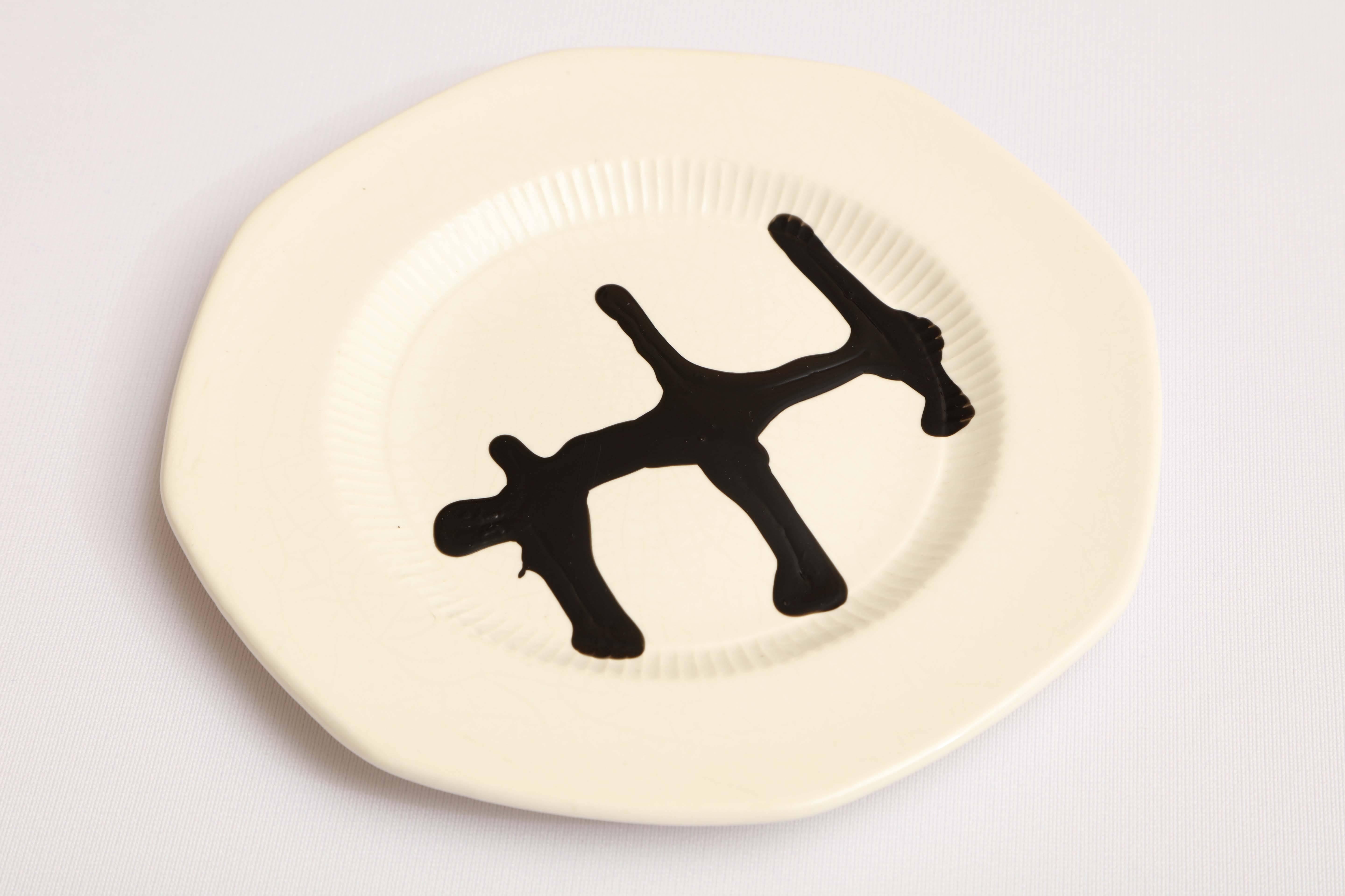 American Contemporary Hand-Painted Vertebras Plate Set of Four For Sale