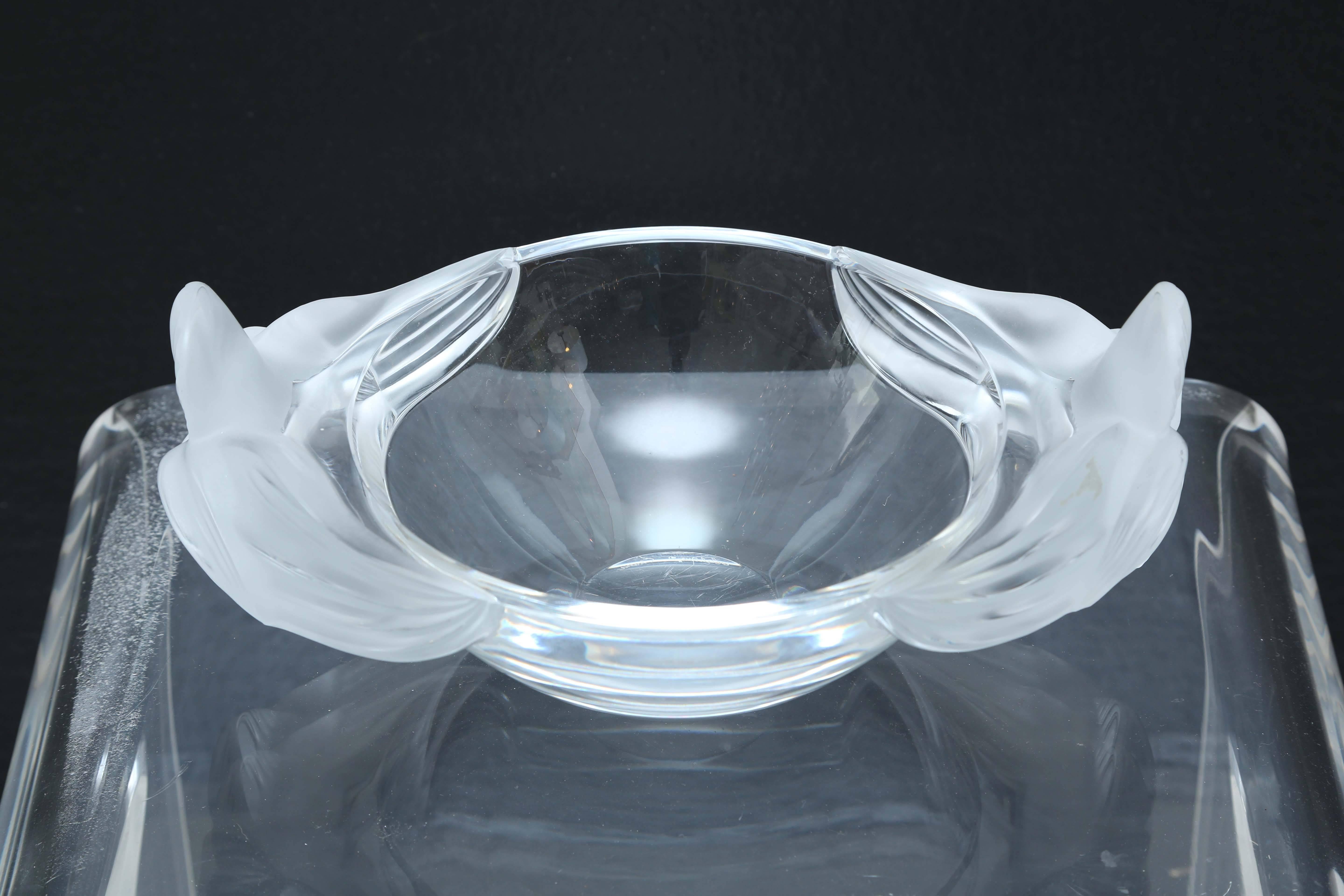 French  Lalique Oval Flower Centerpiece Bowl For Sale